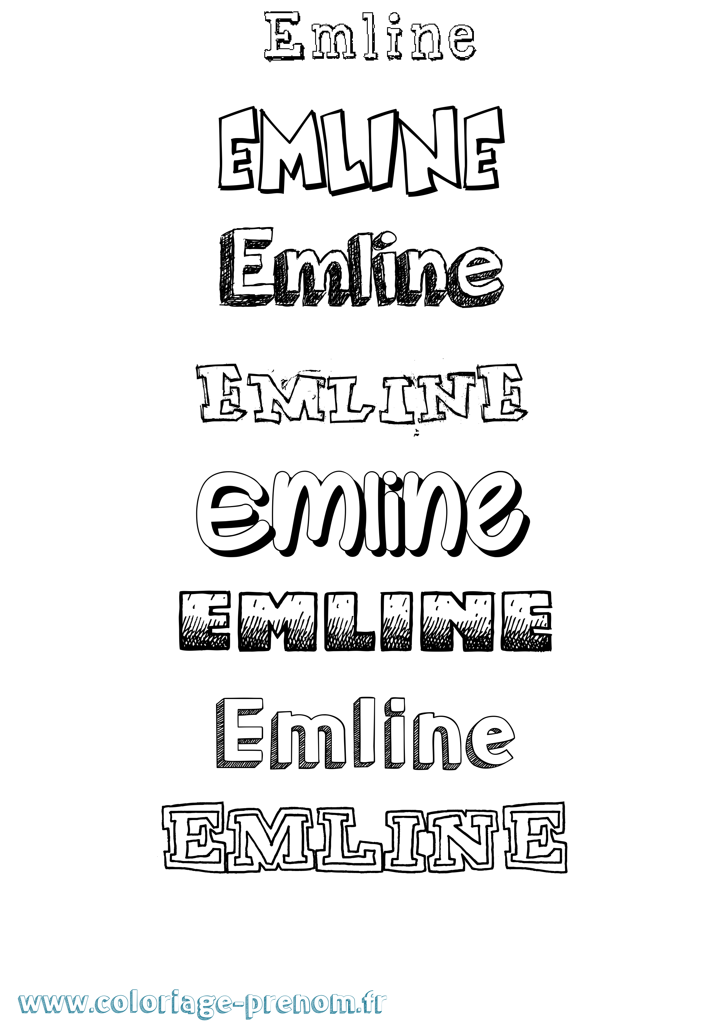 Coloriage Emline Dessiné Coloriage prénom Emline Dessiné