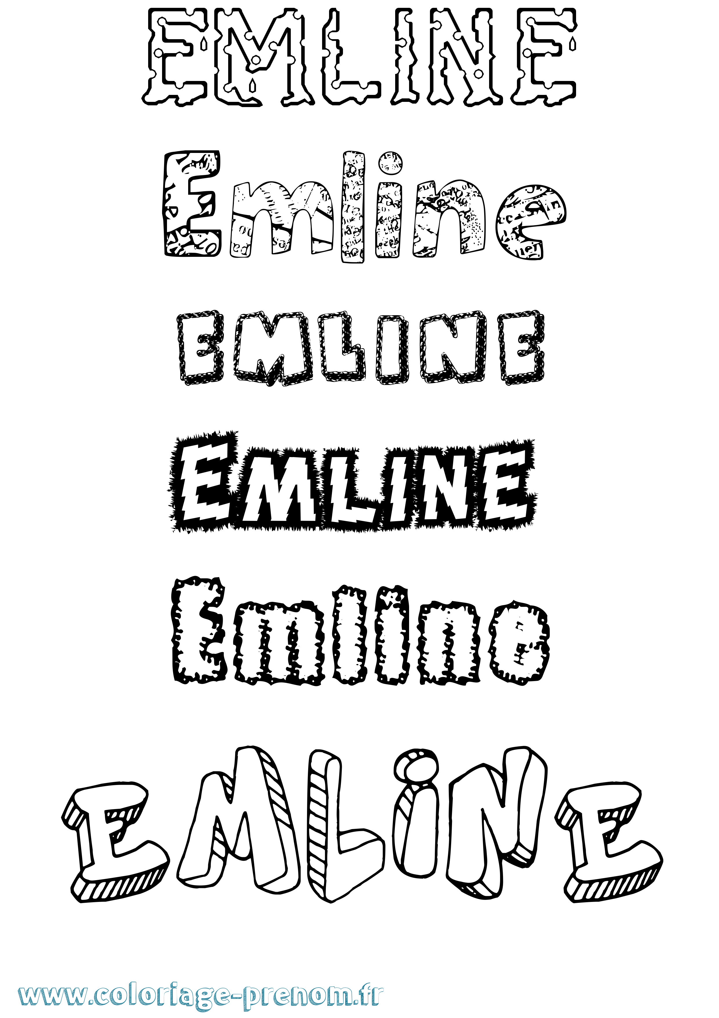 Coloriage Emline Destructuré Coloriage prénom Emline Destructuré