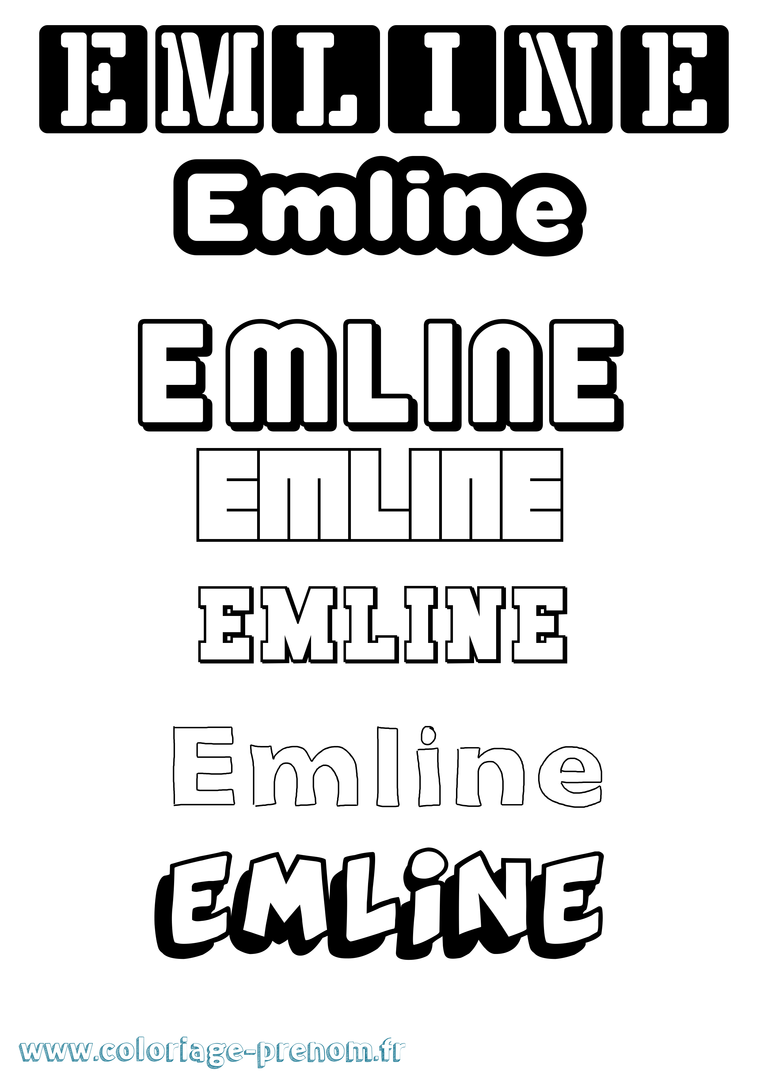 Coloriage Emline Simple Coloriage prénom Emline Simple