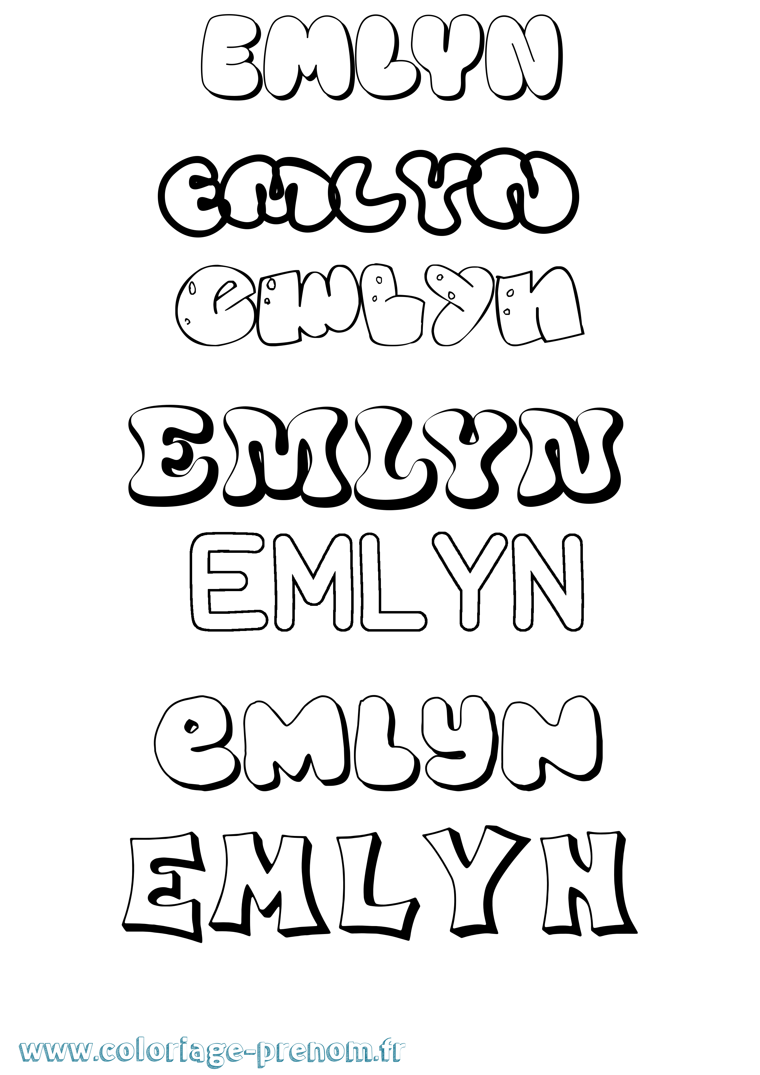 Coloriage Emlyn Bubble Coloriage prénom Emlyn Bubble