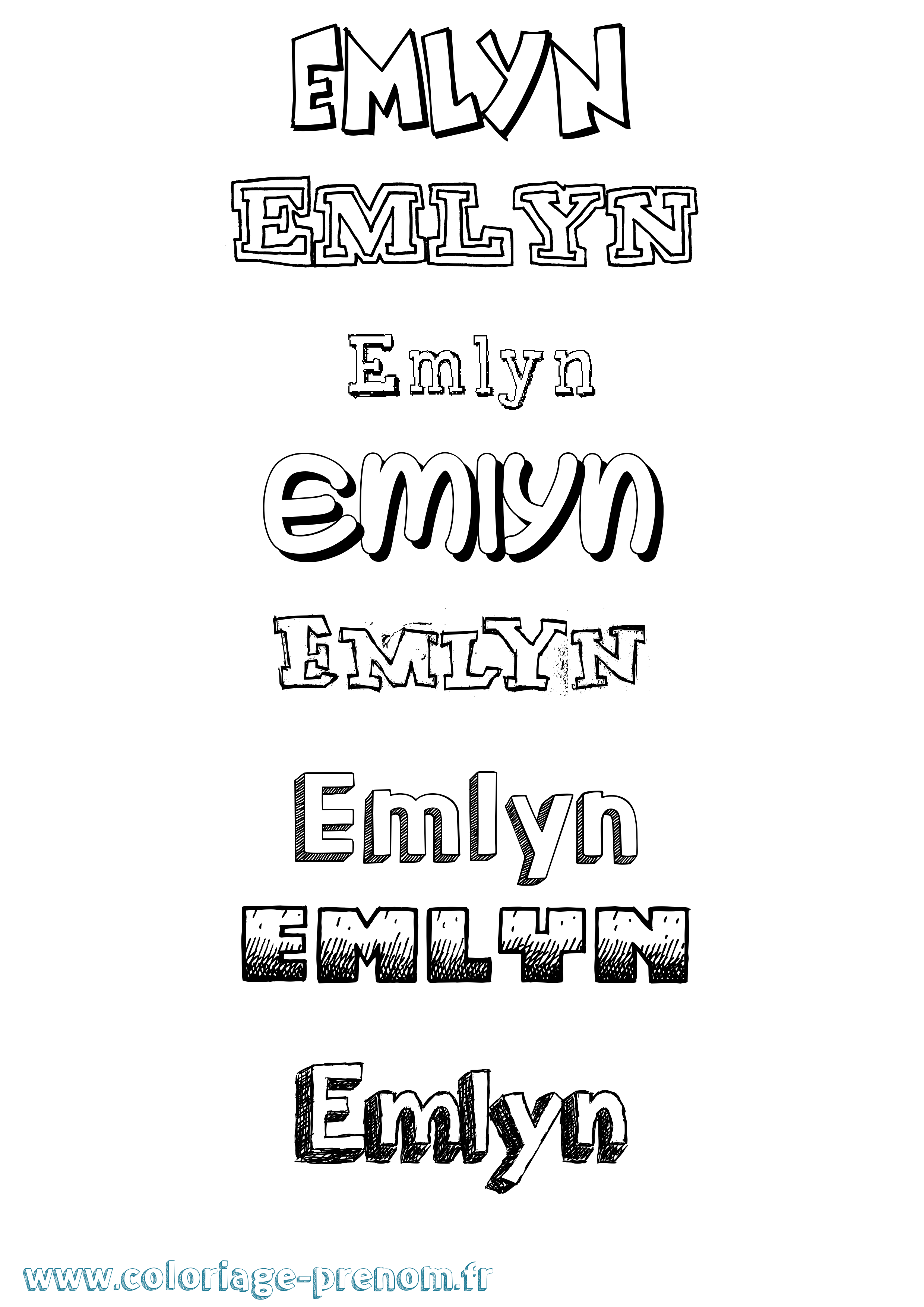 Coloriage Emlyn Dessiné Coloriage prénom Emlyn Dessiné
