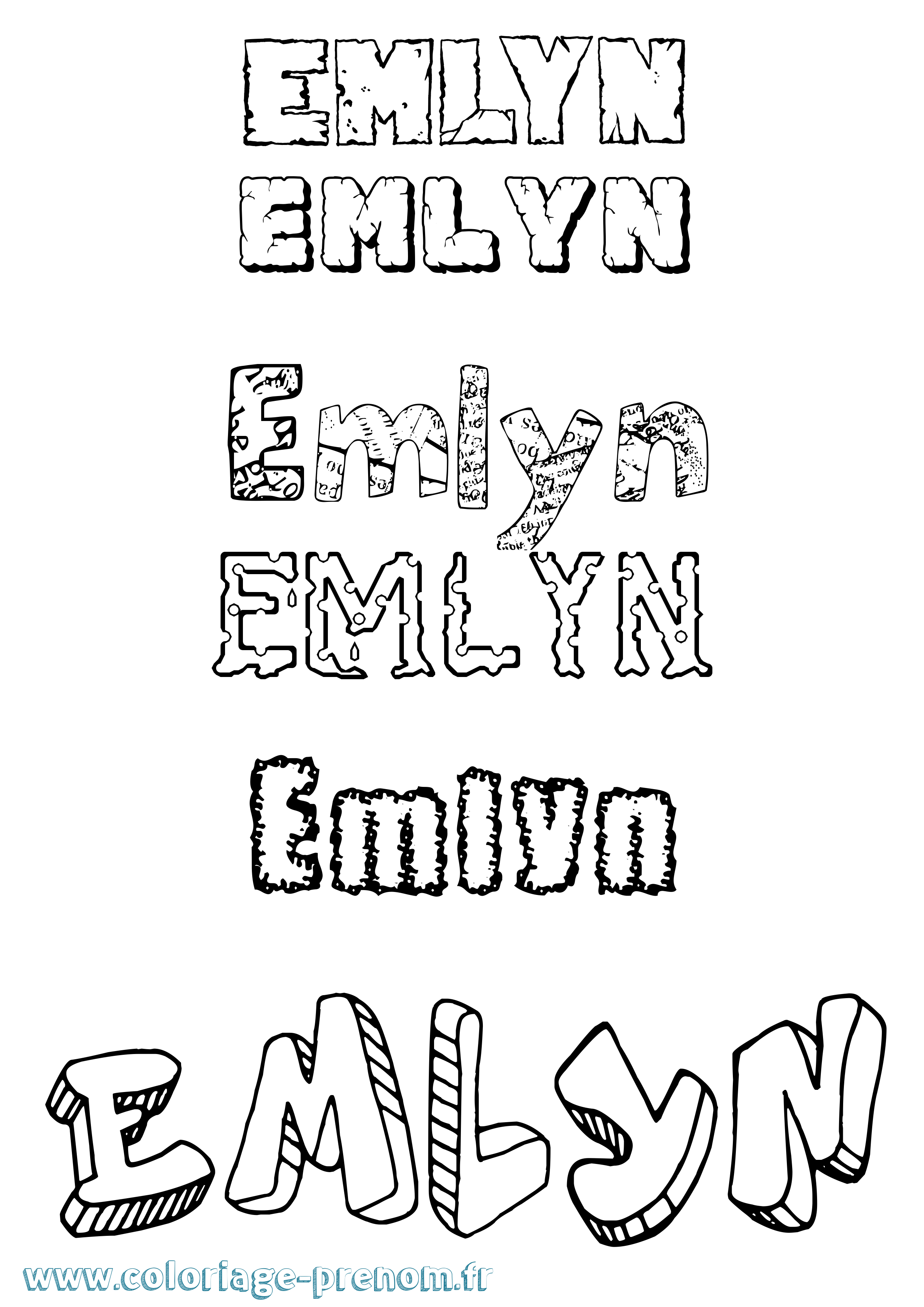 Coloriage Emlyn Destructuré Coloriage prénom Emlyn Destructuré