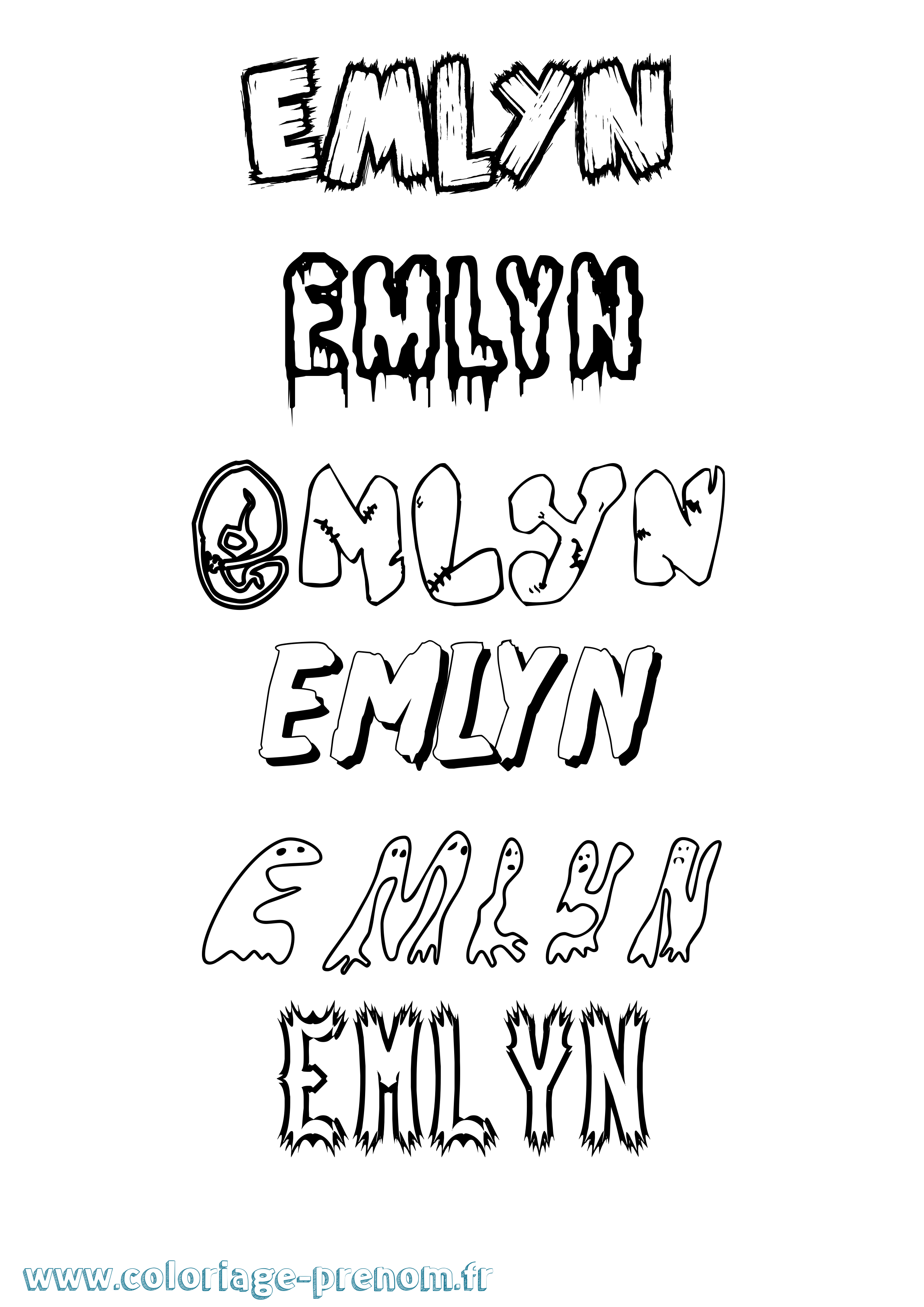 Coloriage Emlyn Frisson Coloriage prénom Emlyn Frisson