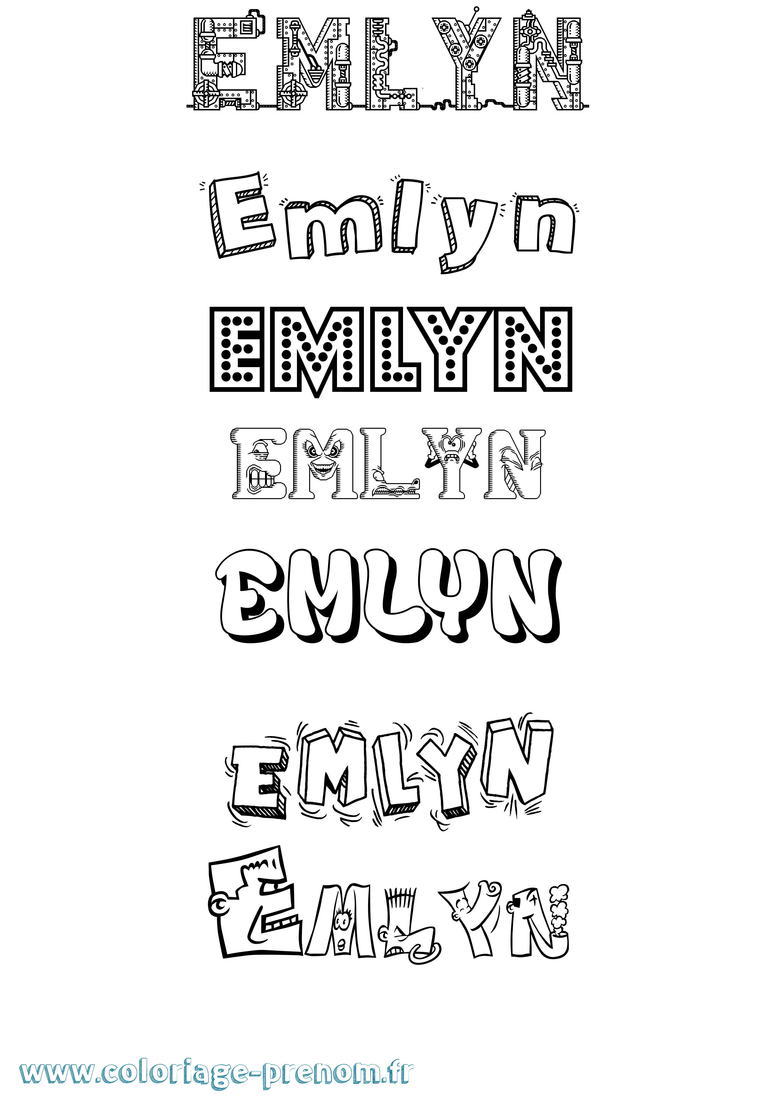 Coloriage Emlyn Fun Coloriage prénom Emlyn Fun