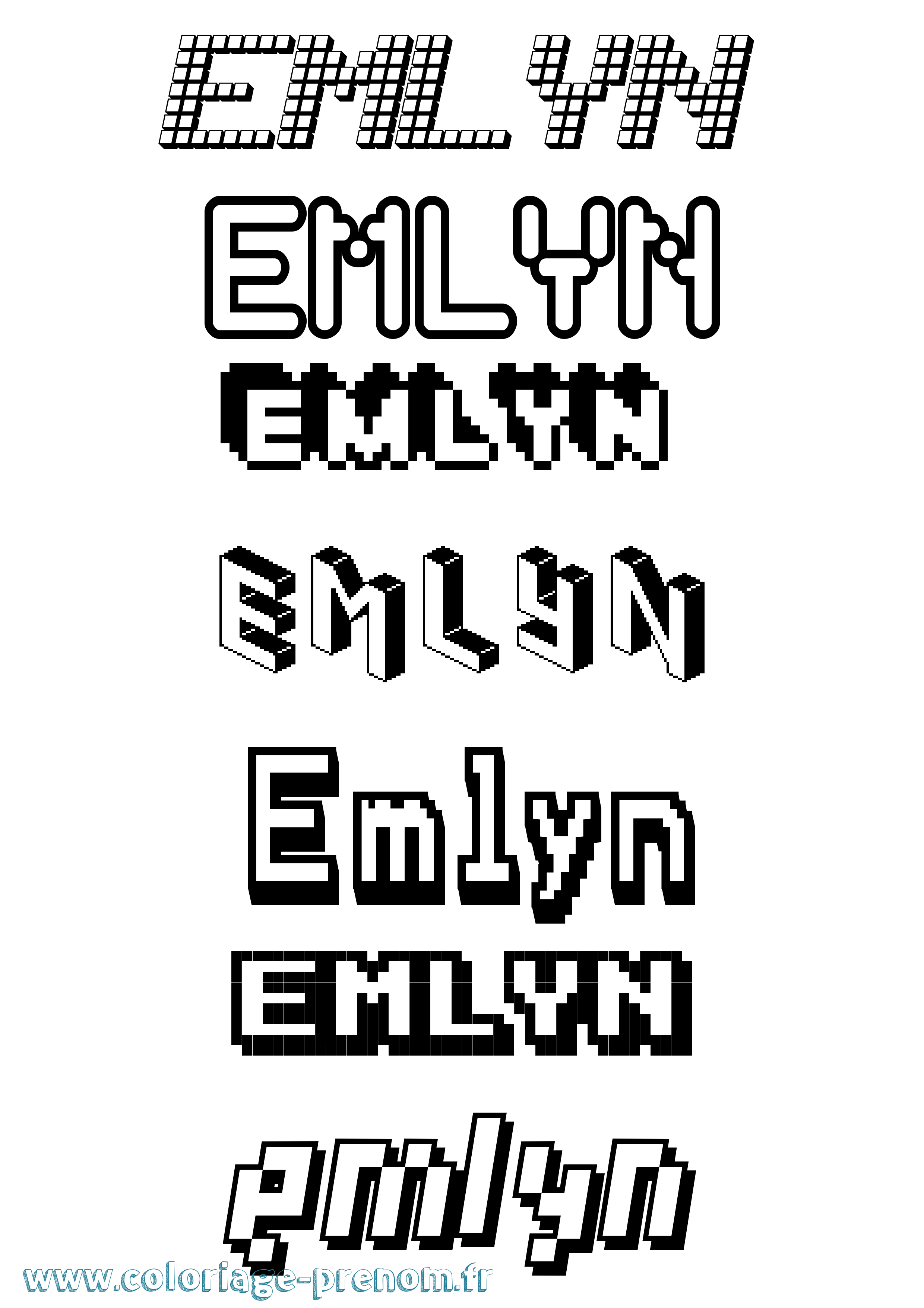 Coloriage Emlyn Pixel Coloriage prénom Emlyn Pixel