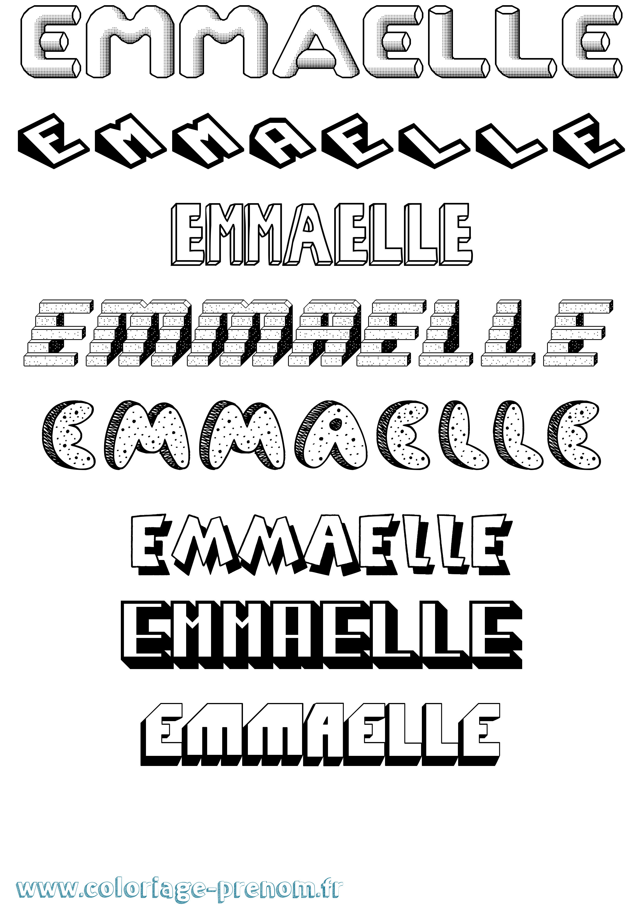Coloriage Emmaelle Effet 3D Coloriage prénom Emmaelle Effet 3D