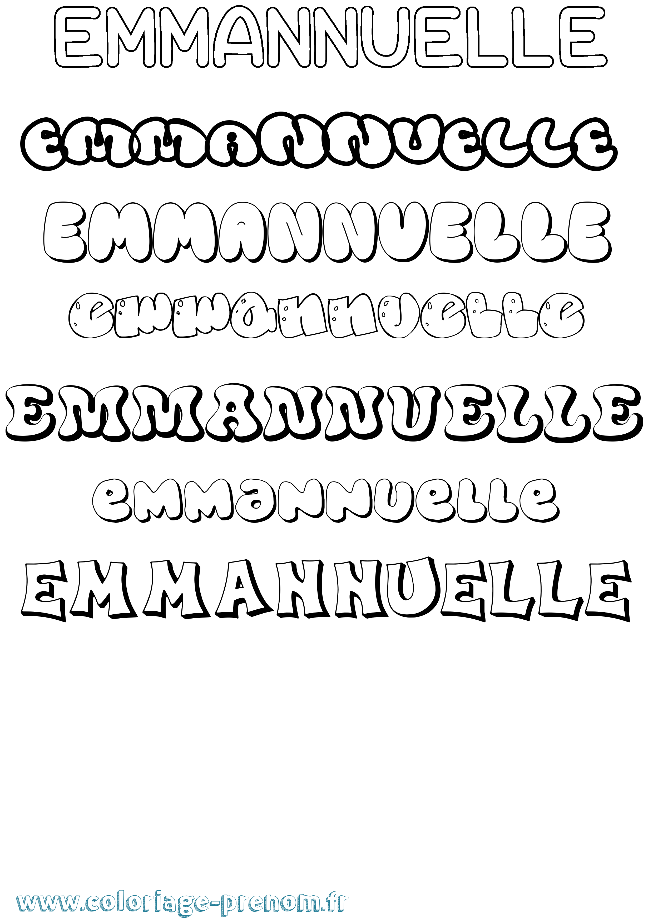 Coloriage Emmannuelle Bubble Coloriage prénom Emmannuelle Bubble