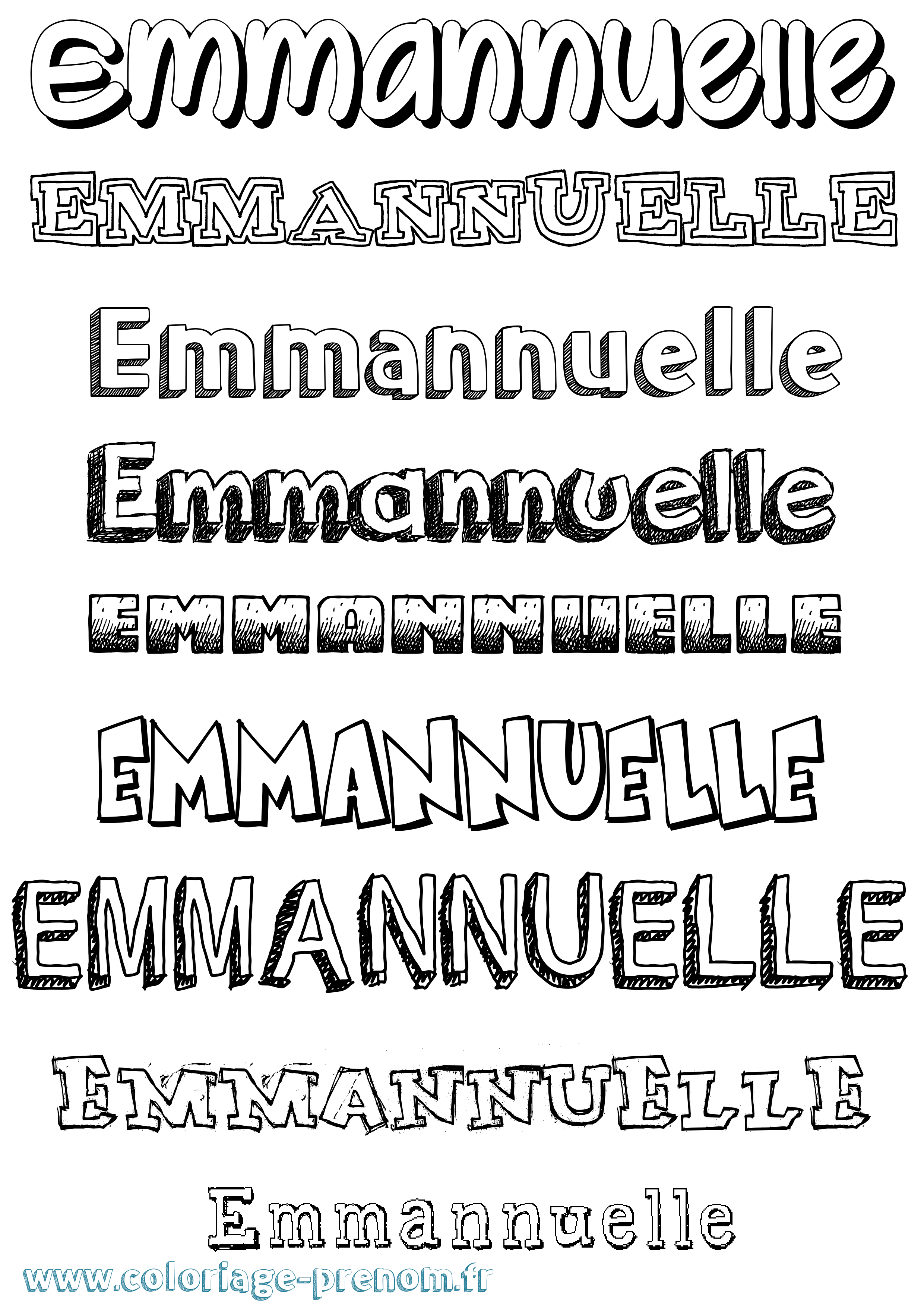 Coloriage Emmannuelle Dessiné Coloriage prénom Emmannuelle Dessiné