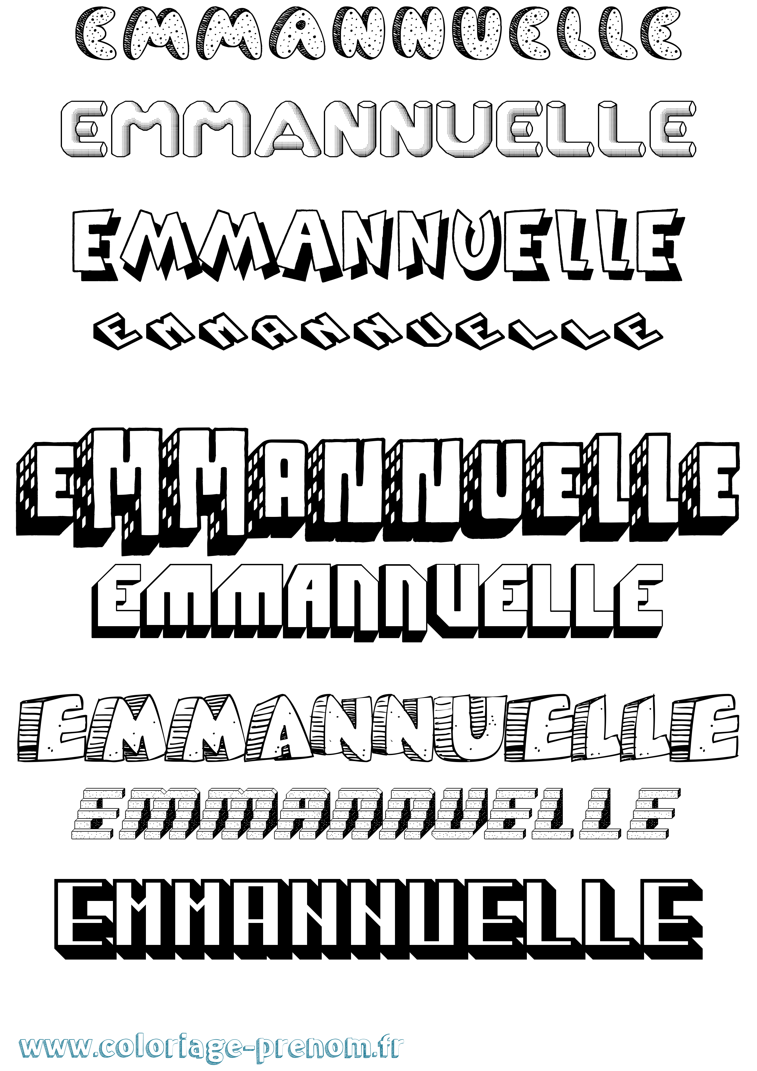 Coloriage Emmannuelle Effet 3D Coloriage prénom Emmannuelle Effet 3D