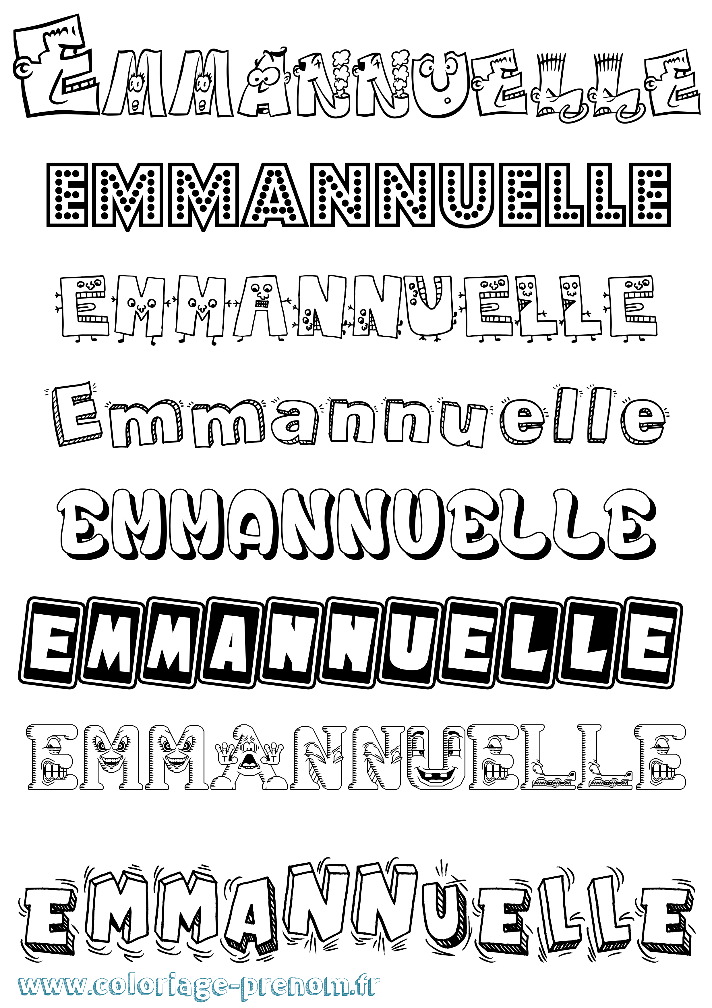 Coloriage Emmannuelle Fun Coloriage prénom Emmannuelle Fun