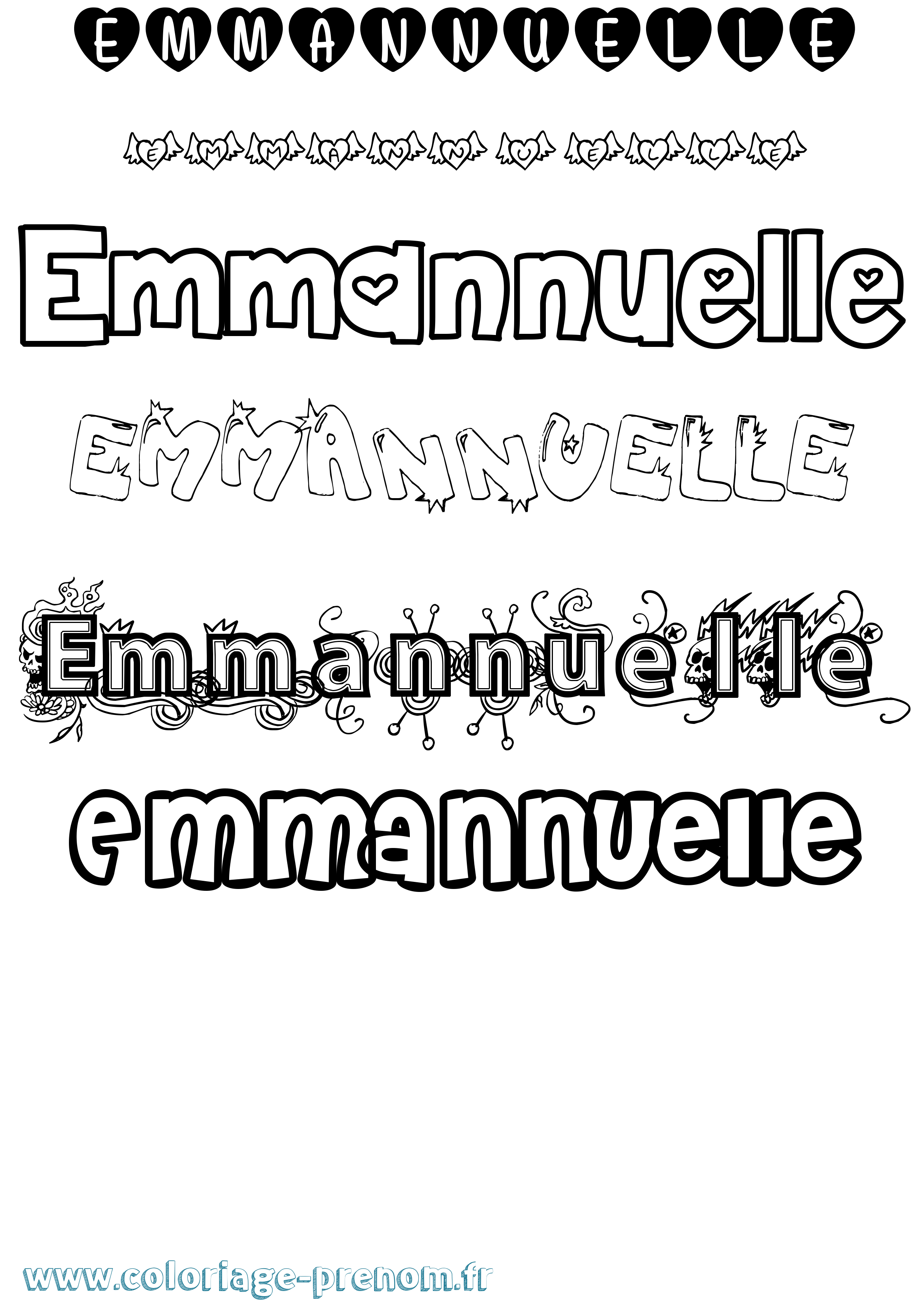 Coloriage Emmannuelle Girly Coloriage prénom Emmannuelle Girly