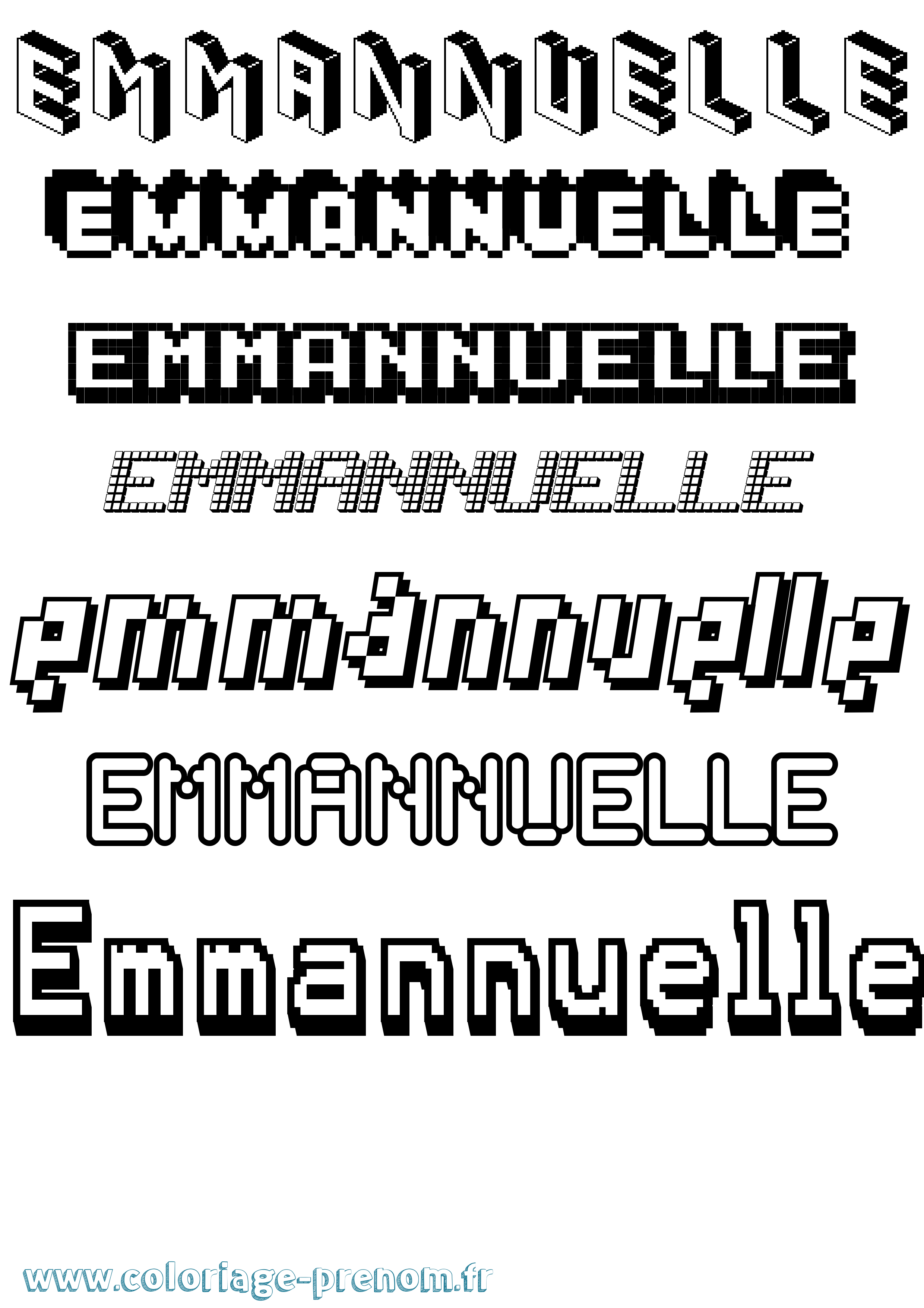 Coloriage Emmannuelle Pixel Coloriage prénom Emmannuelle Pixel