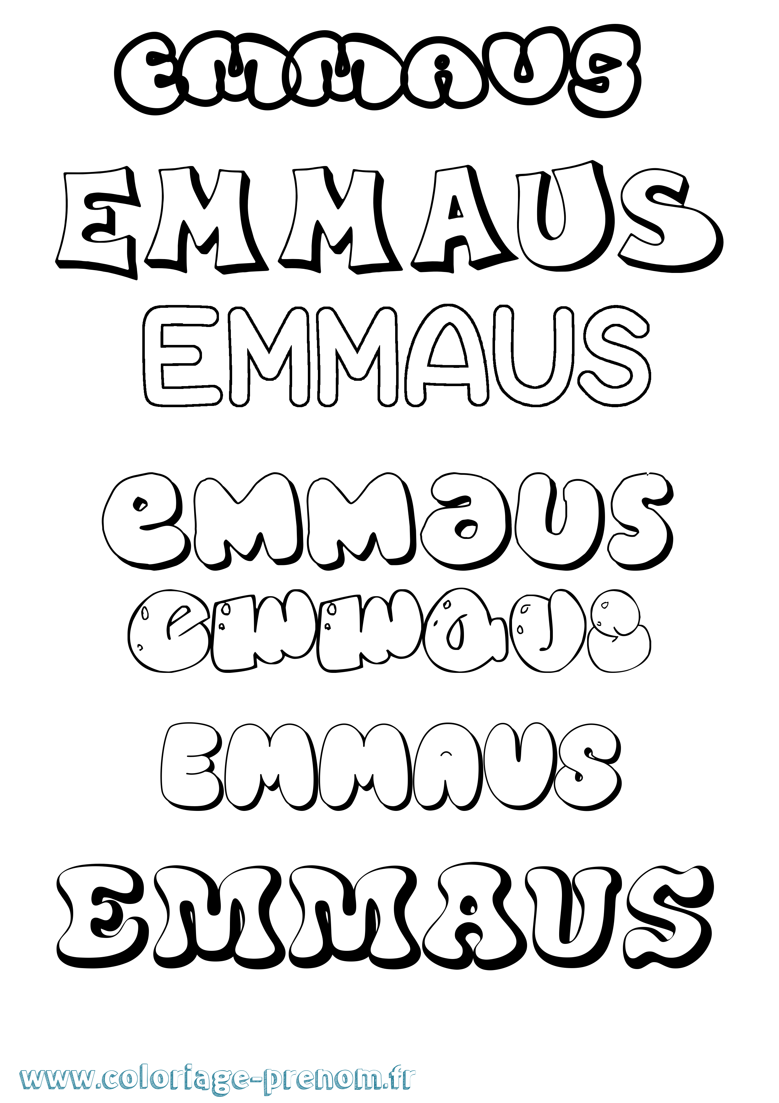 Coloriage Emmaus Bubble Coloriage prénom Emmaus Bubble