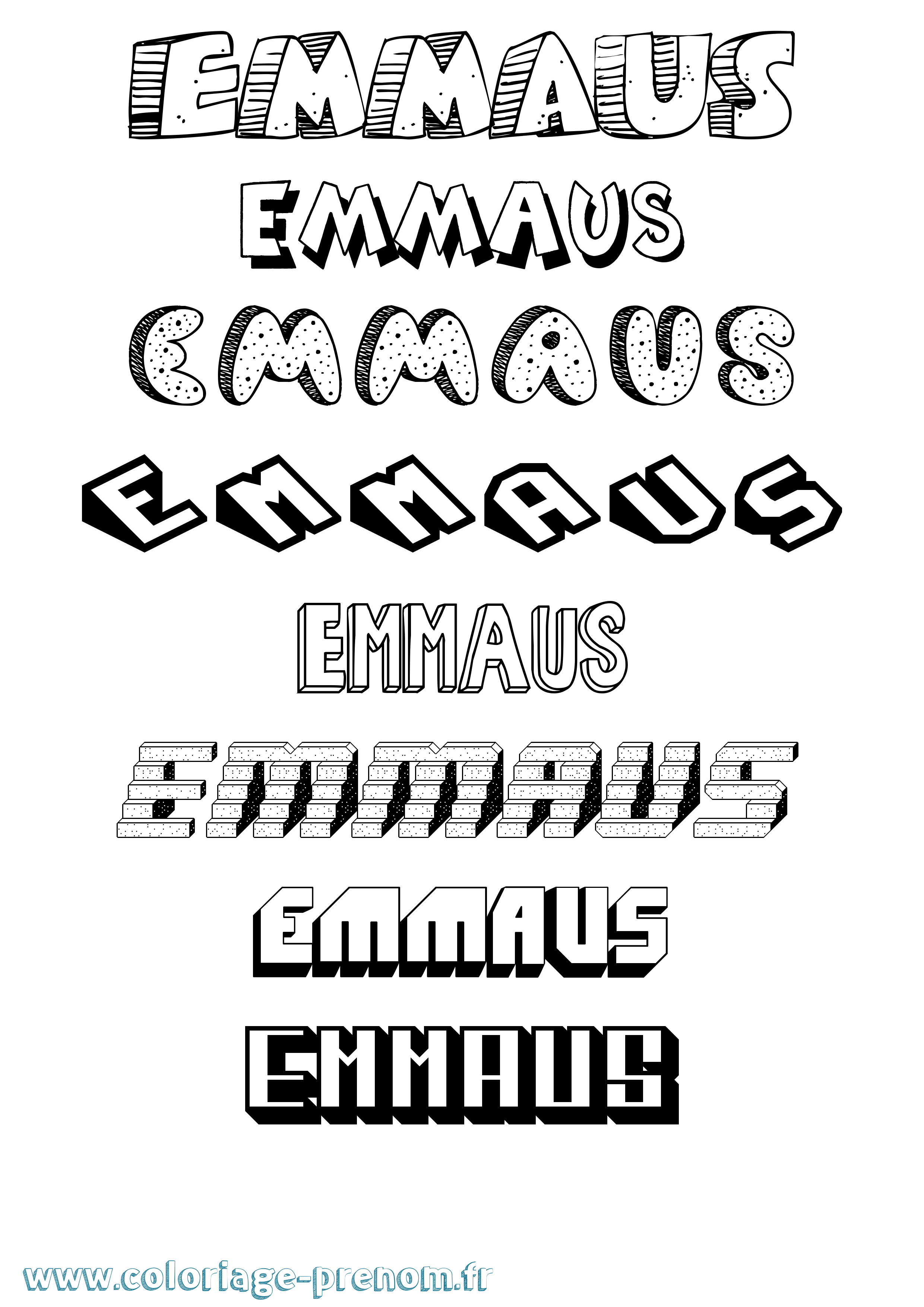 Coloriage Emmaus Effet 3D Coloriage prénom Emmaus Effet 3D