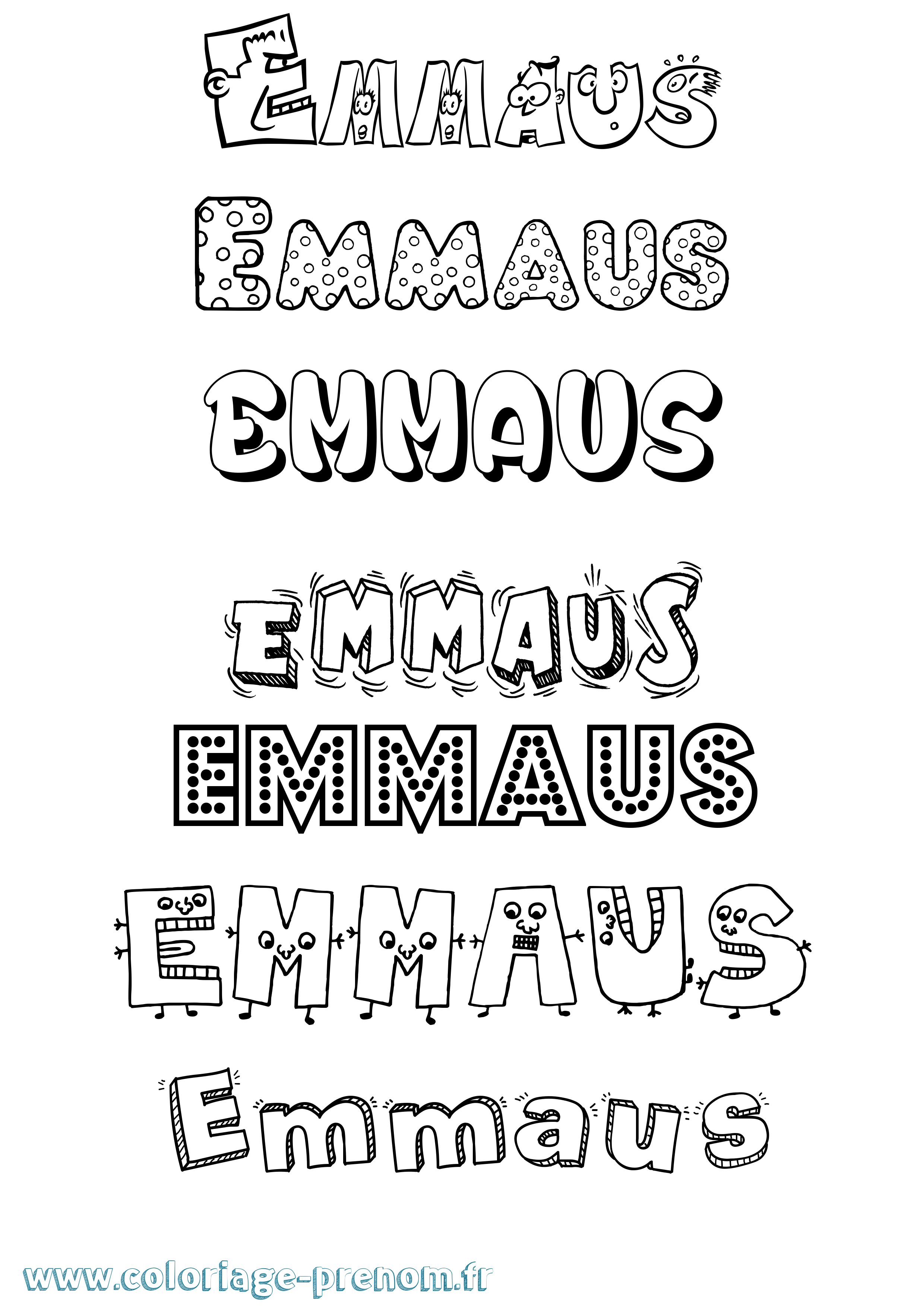 Coloriage Emmaus Fun Coloriage prénom Emmaus Fun