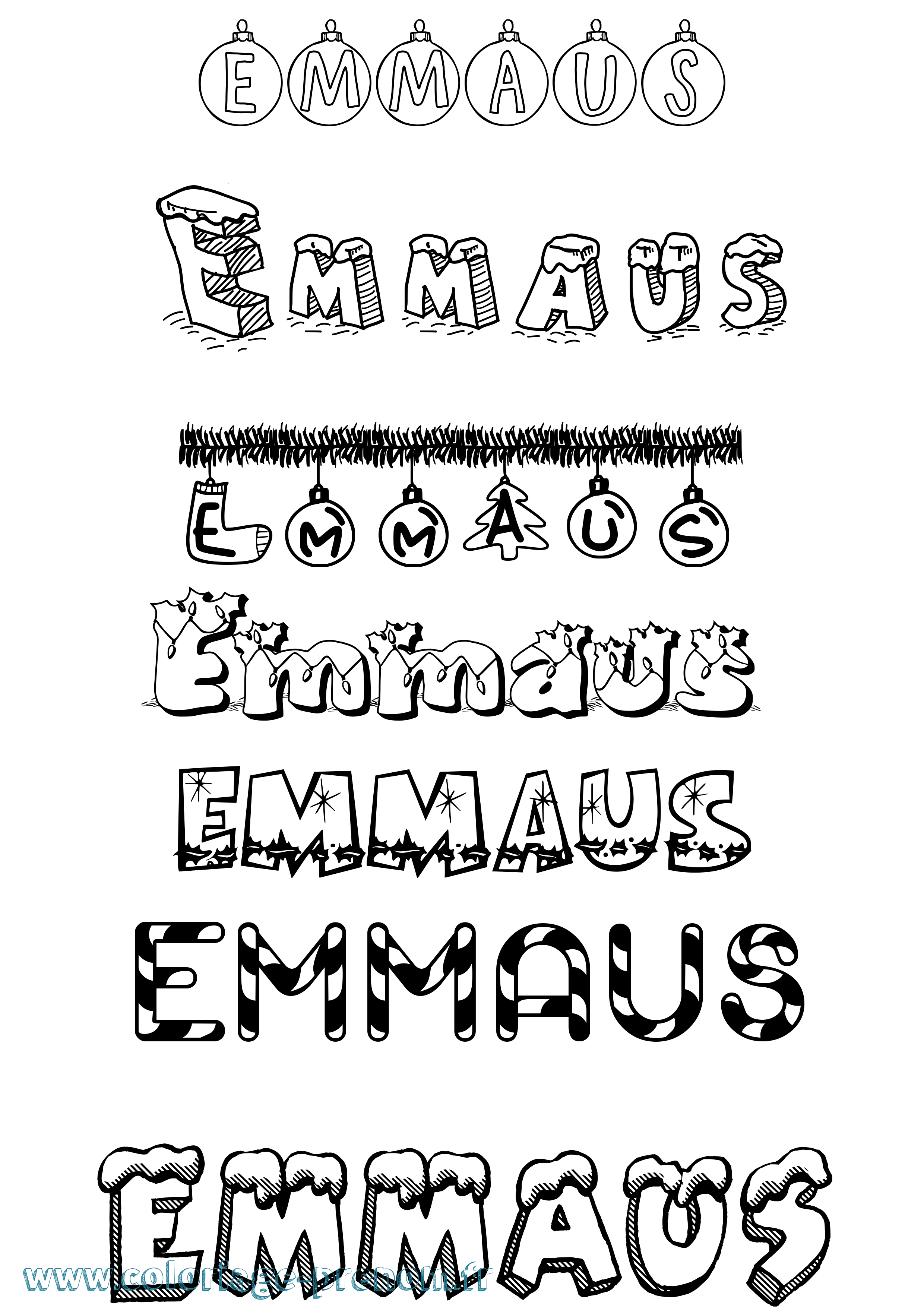 Coloriage Emmaus Noël Coloriage prénom Emmaus Noël
