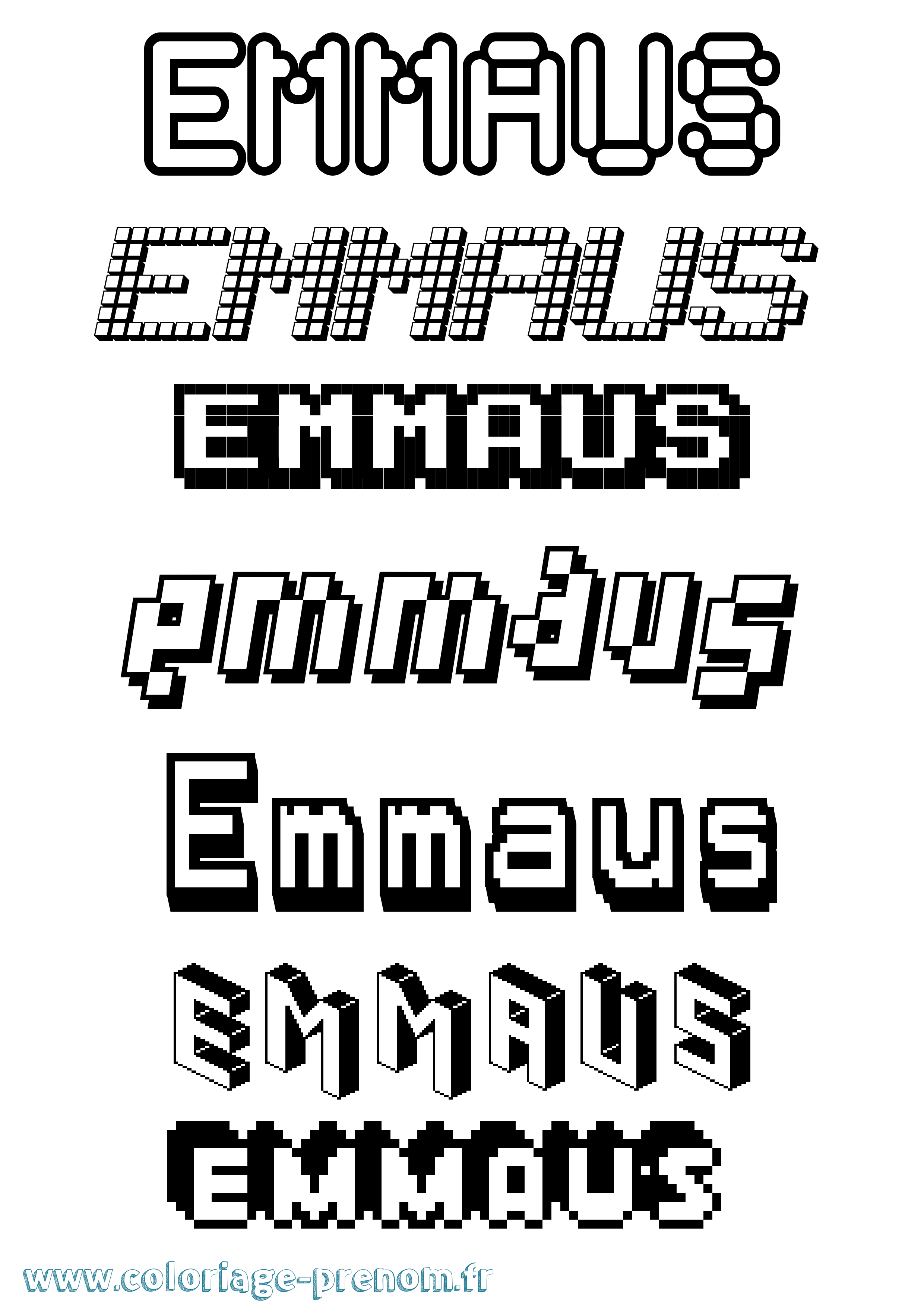 Coloriage Emmaus Pixel Coloriage prénom Emmaus Pixel