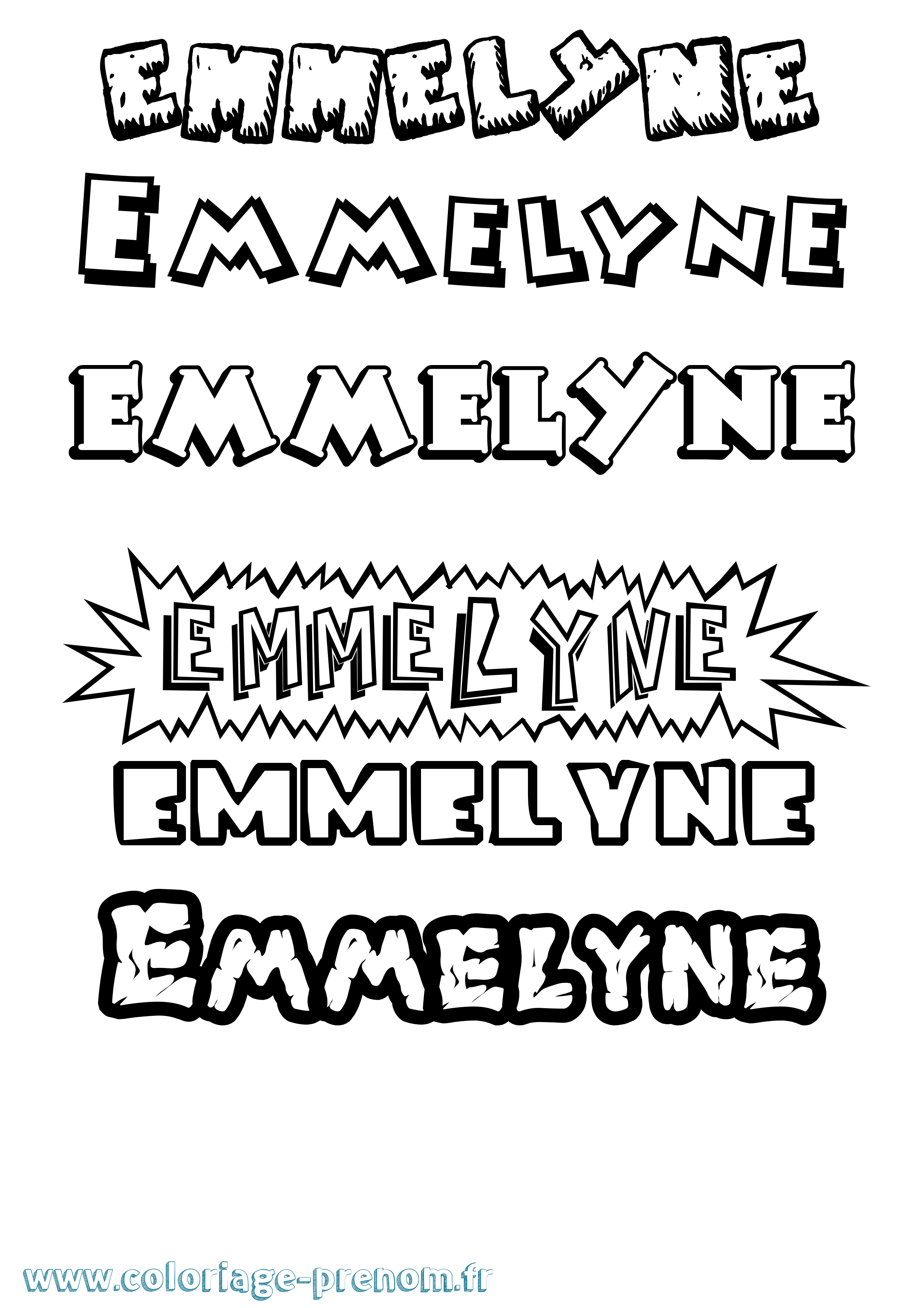 Coloriage Emmelyne Dessin Animé Coloriage prénom Emmelyne Dessin Animé