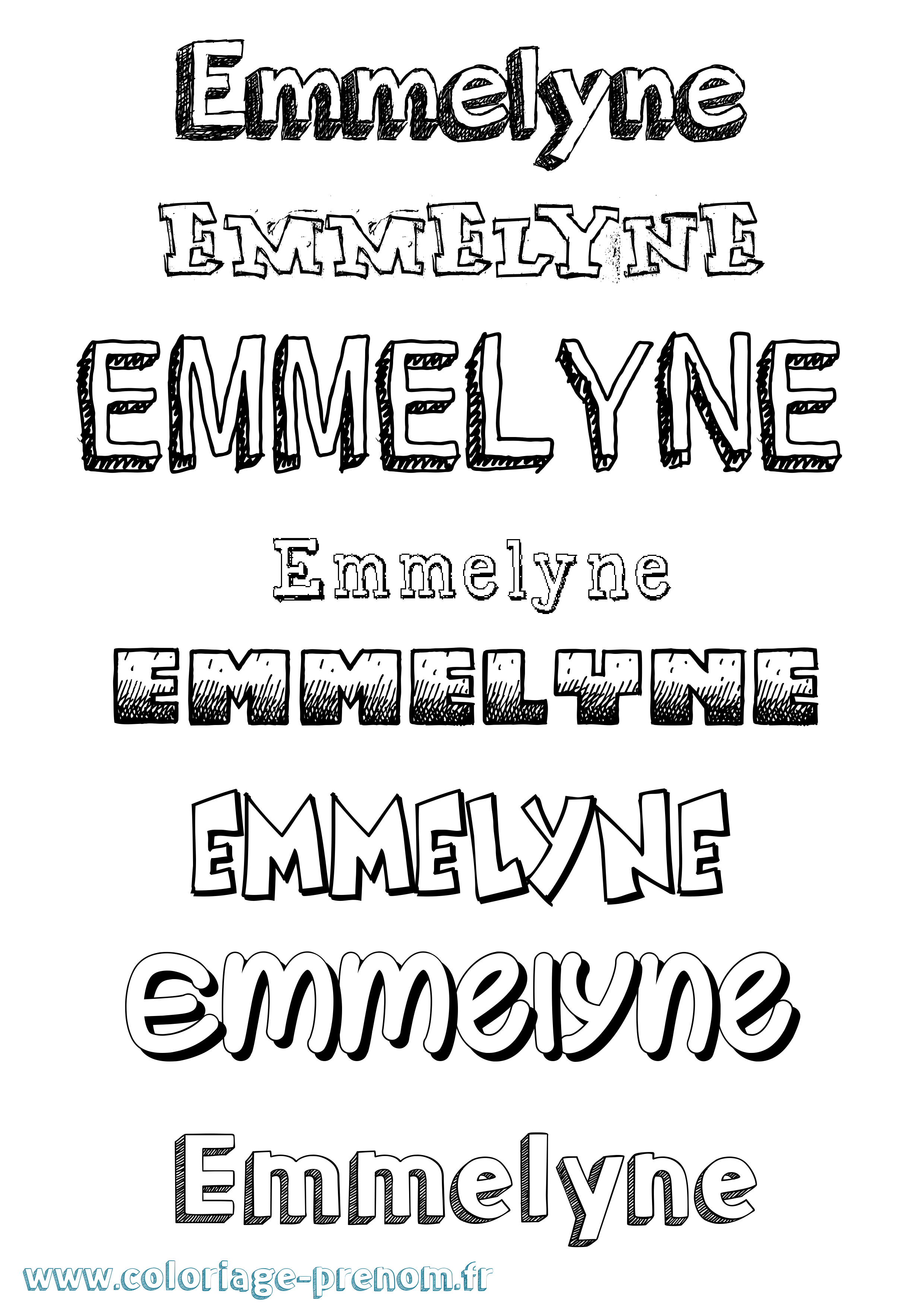 Coloriage Emmelyne Dessiné Coloriage prénom Emmelyne Dessiné