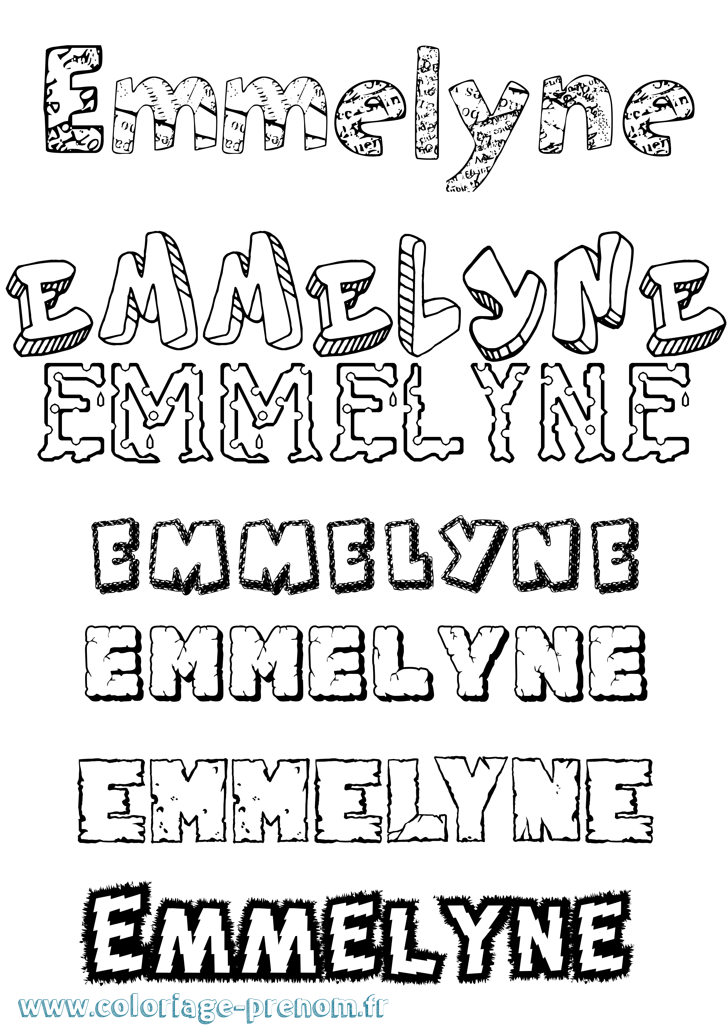 Coloriage Emmelyne Destructuré Coloriage prénom Emmelyne Destructuré