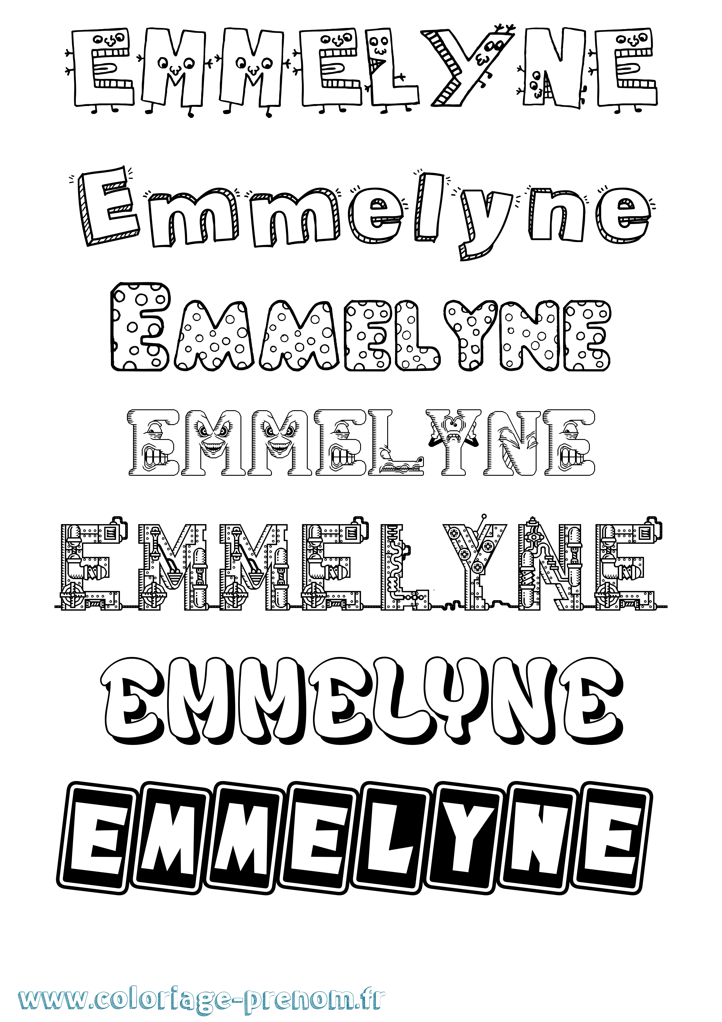Coloriage Emmelyne Fun Coloriage prénom Emmelyne Fun