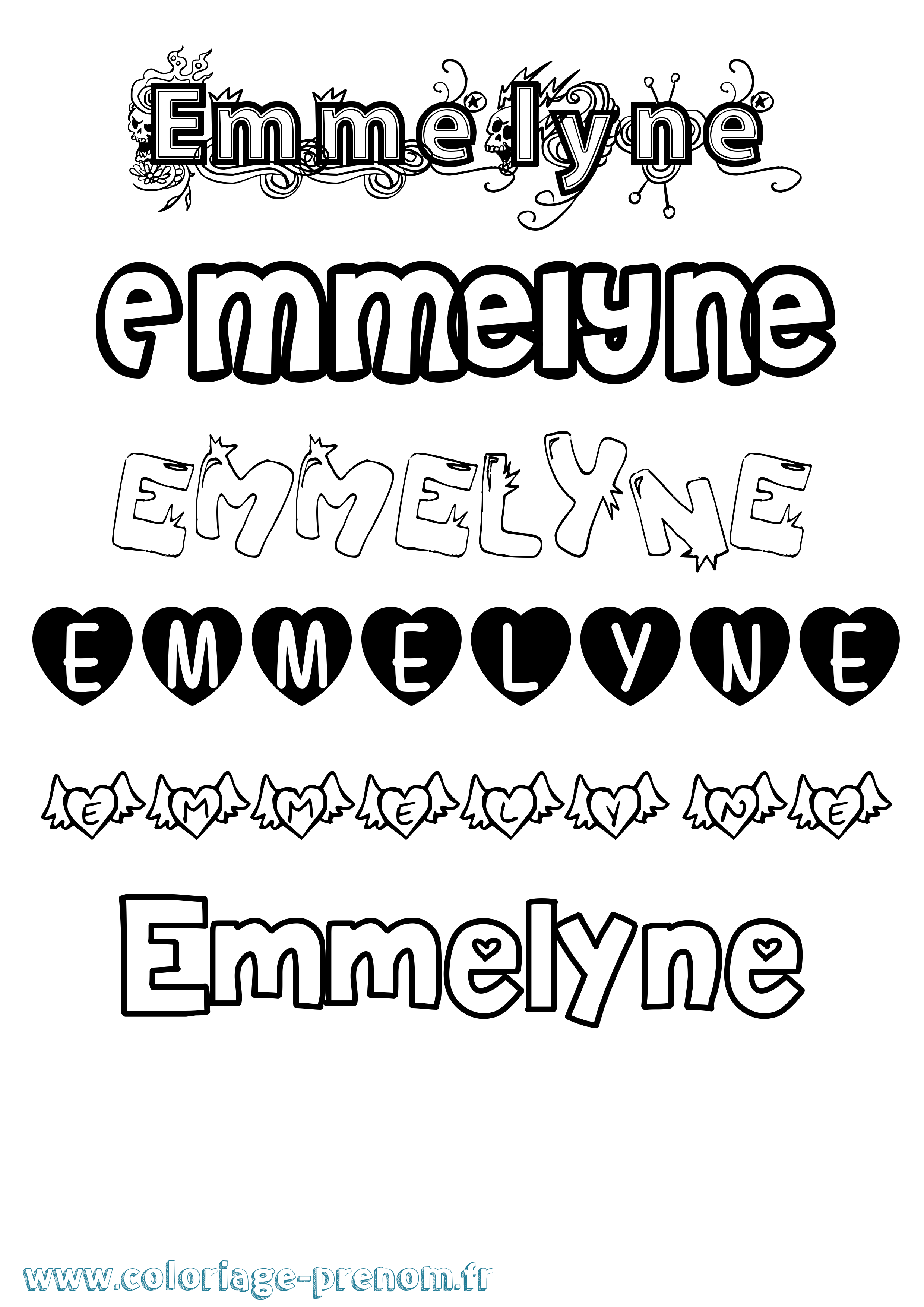 Coloriage Emmelyne Girly Coloriage prénom Emmelyne Girly