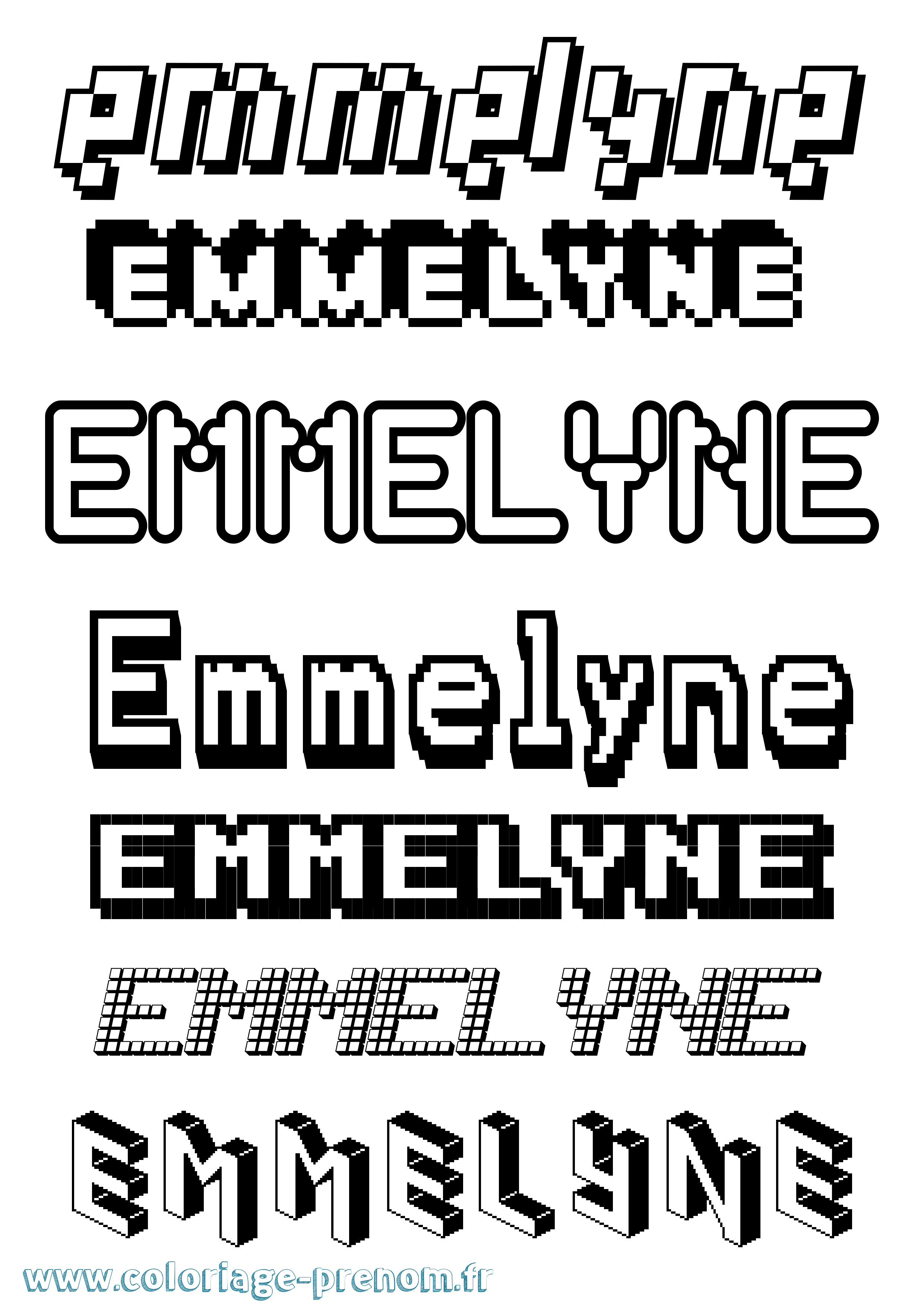 Coloriage Emmelyne Pixel Coloriage prénom Emmelyne Pixel
