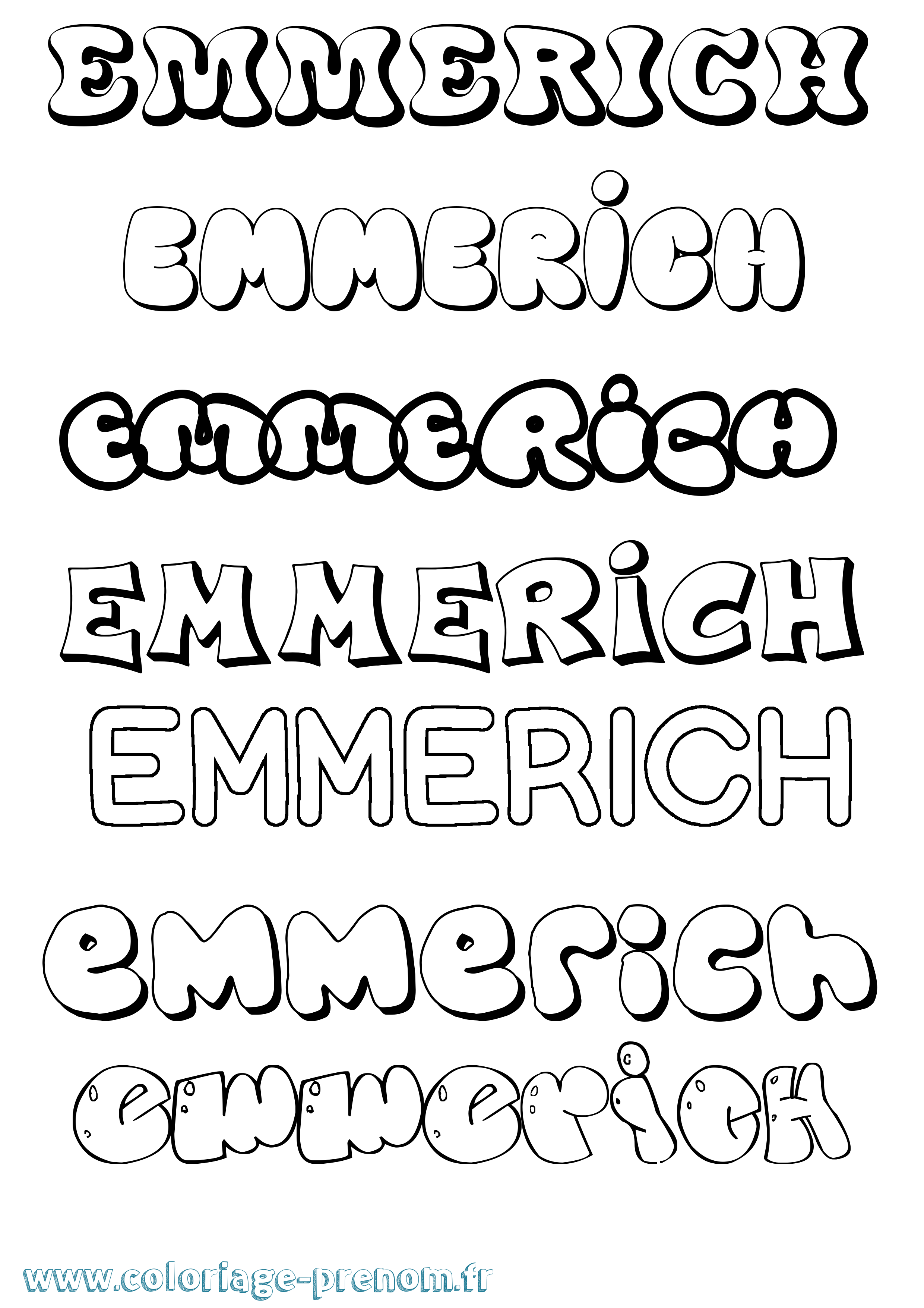 Coloriage Emmerich Bubble Coloriage prénom Emmerich Bubble