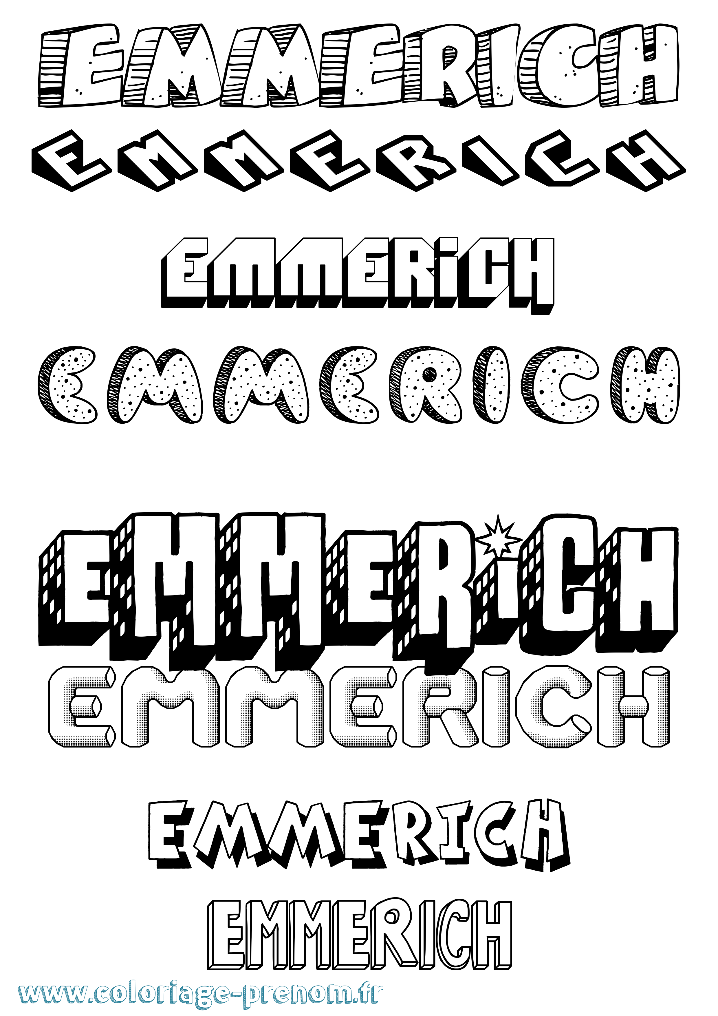 Coloriage Emmerich Effet 3D Coloriage prénom Emmerich Effet 3D