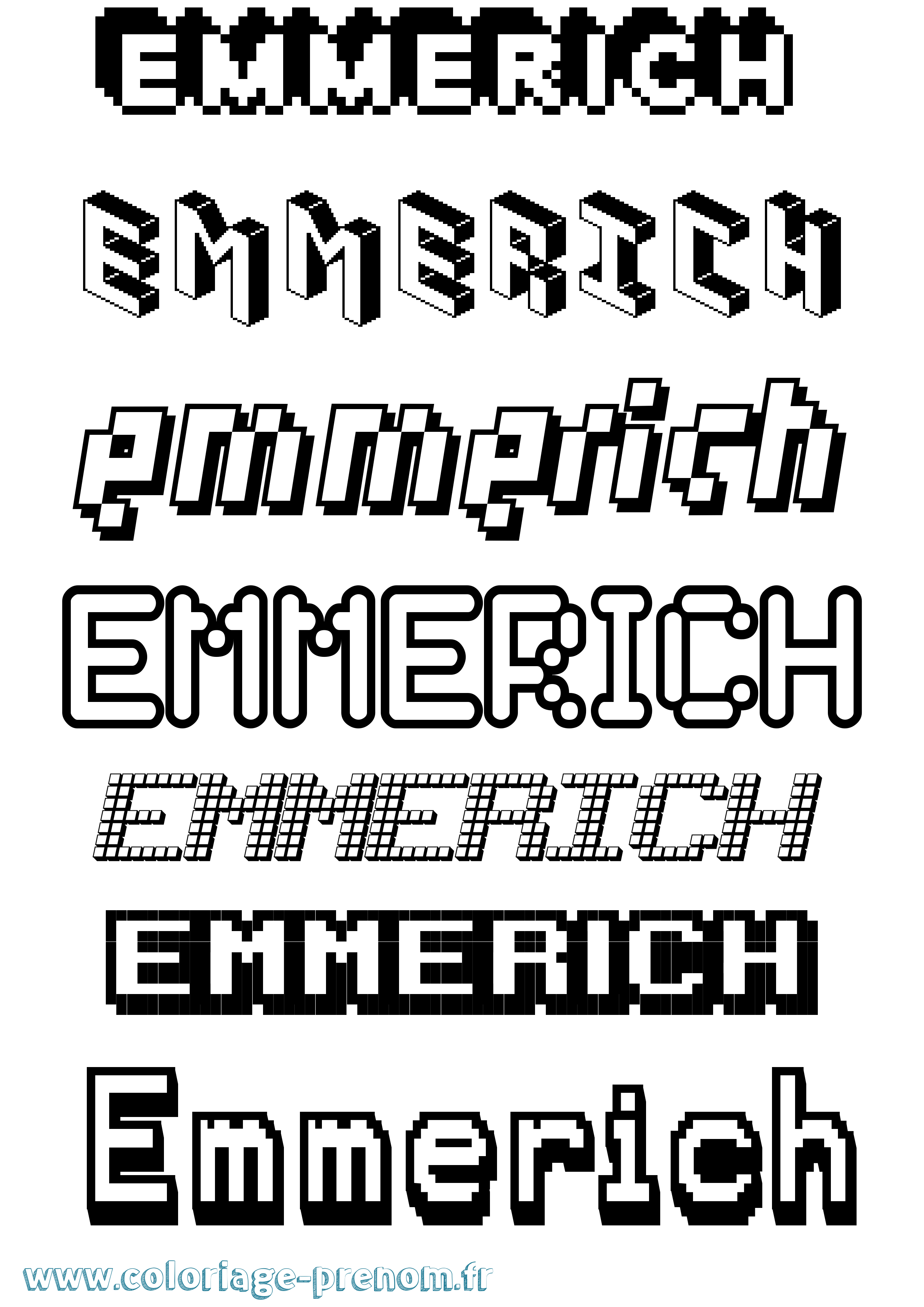 Coloriage Emmerich Pixel Coloriage prénom Emmerich Pixel
