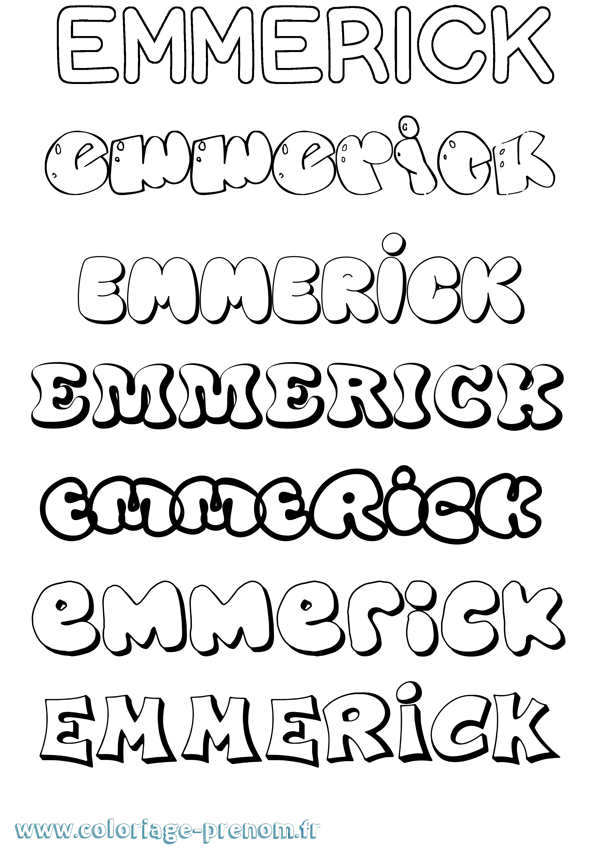 Coloriage Emmerick Bubble Coloriage prénom Emmerick Bubble