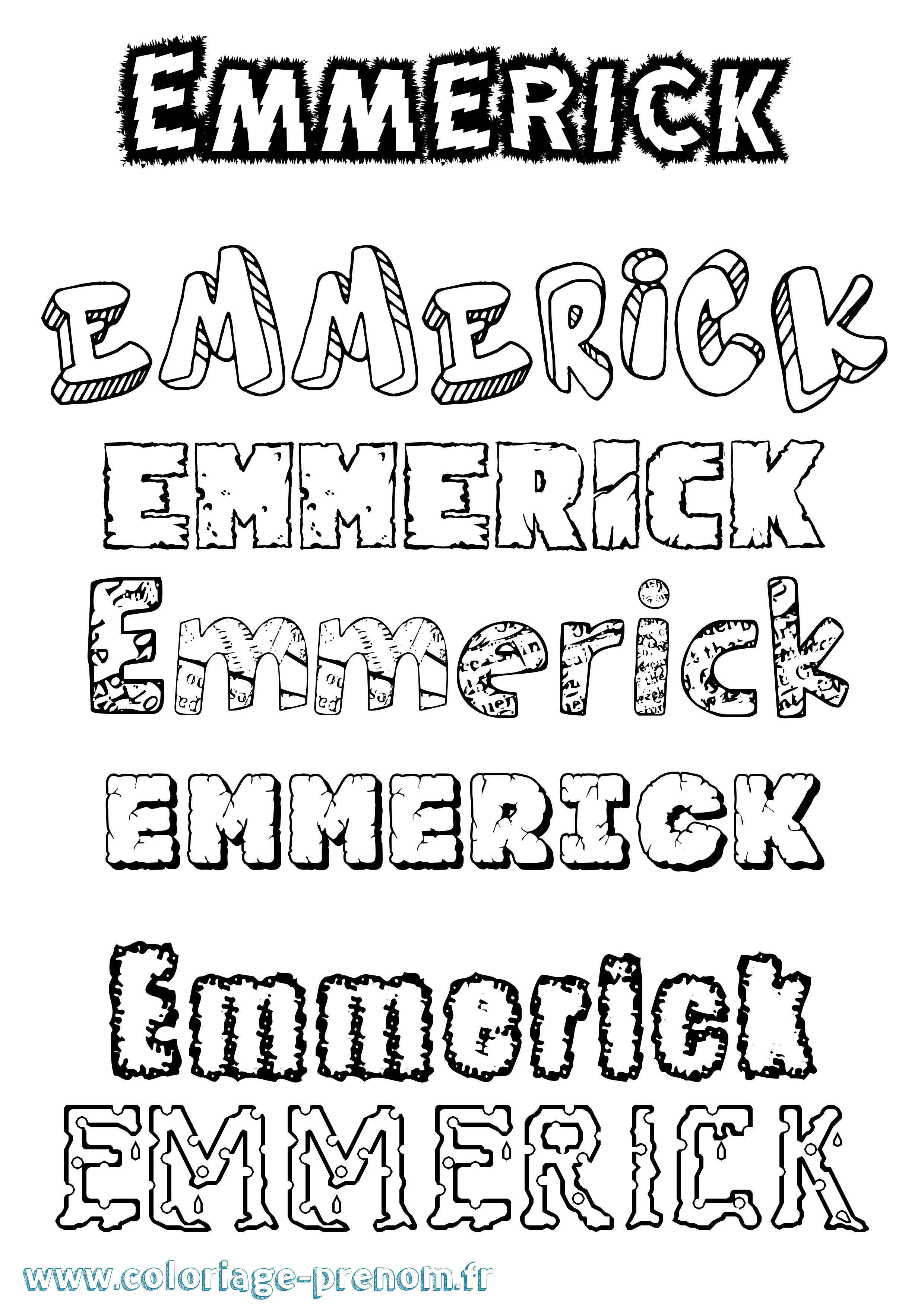Coloriage Emmerick Destructuré Coloriage prénom Emmerick Destructuré