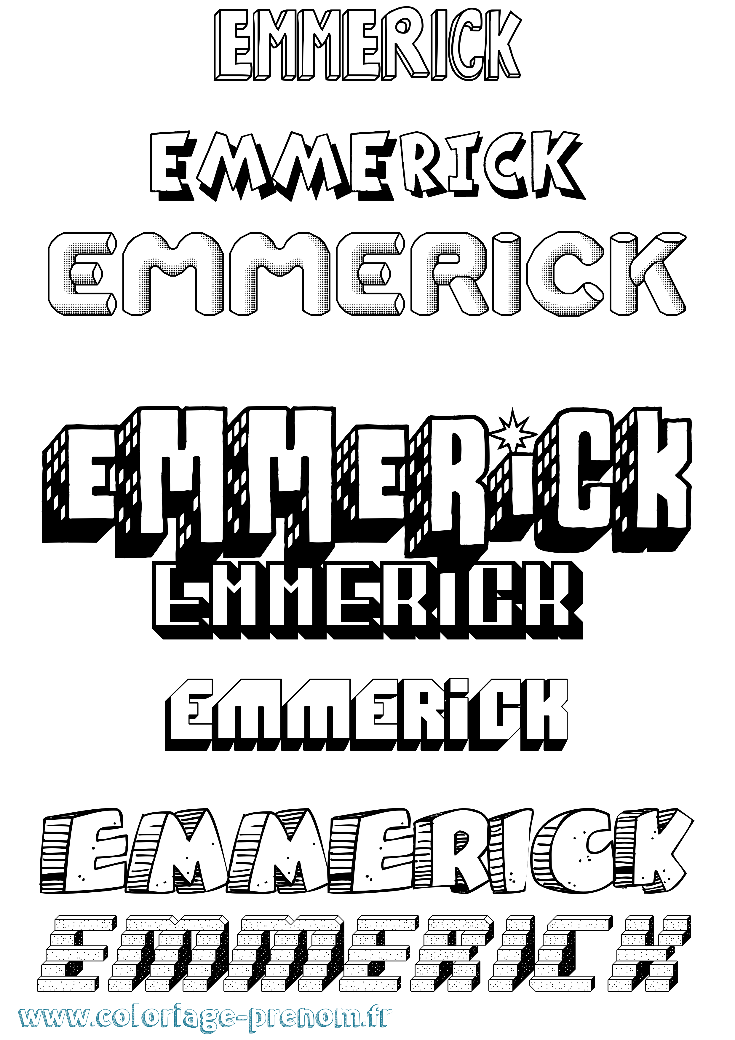 Coloriage Emmerick Effet 3D Coloriage prénom Emmerick Effet 3D