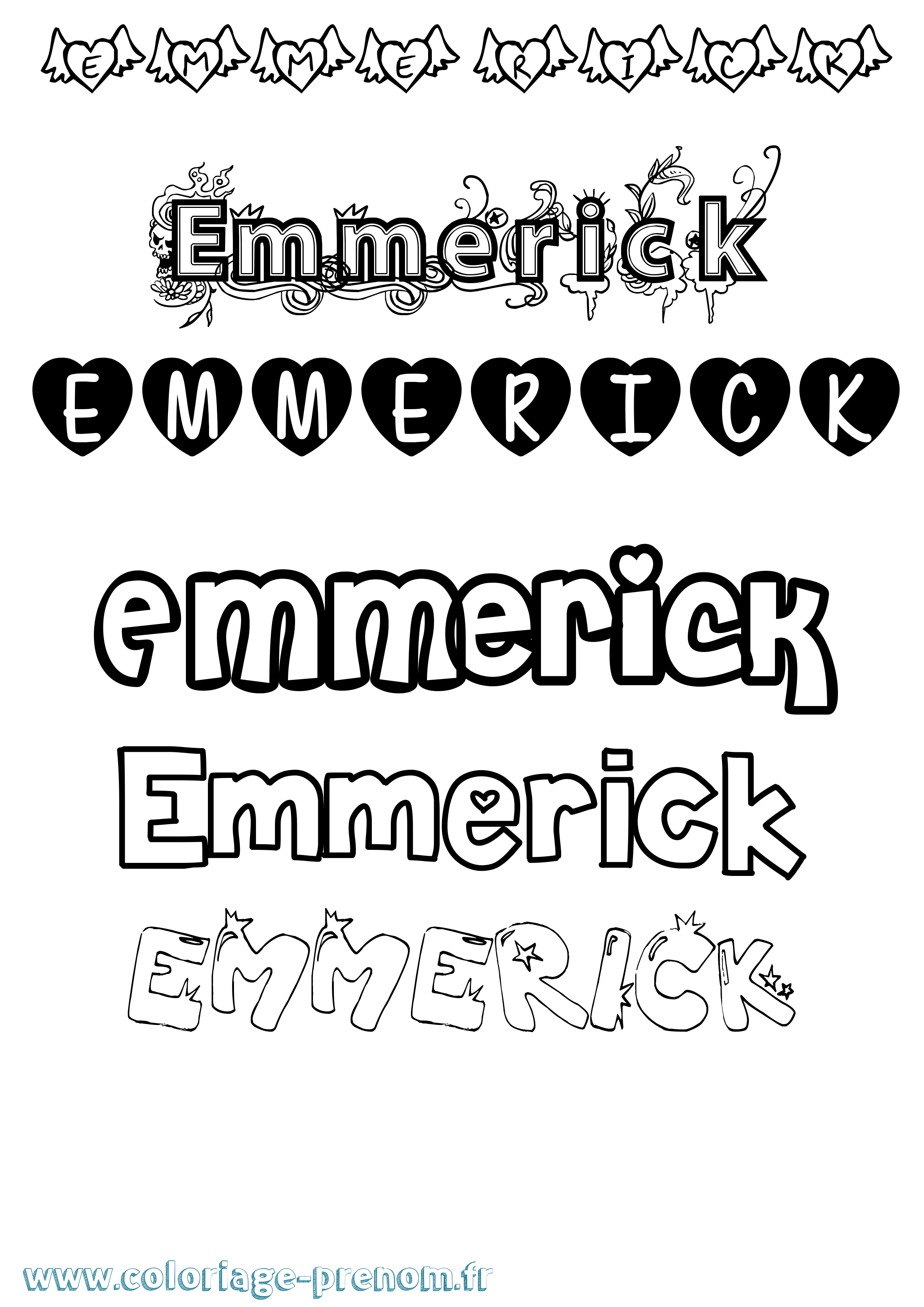 Coloriage Emmerick Girly Coloriage prénom Emmerick Girly