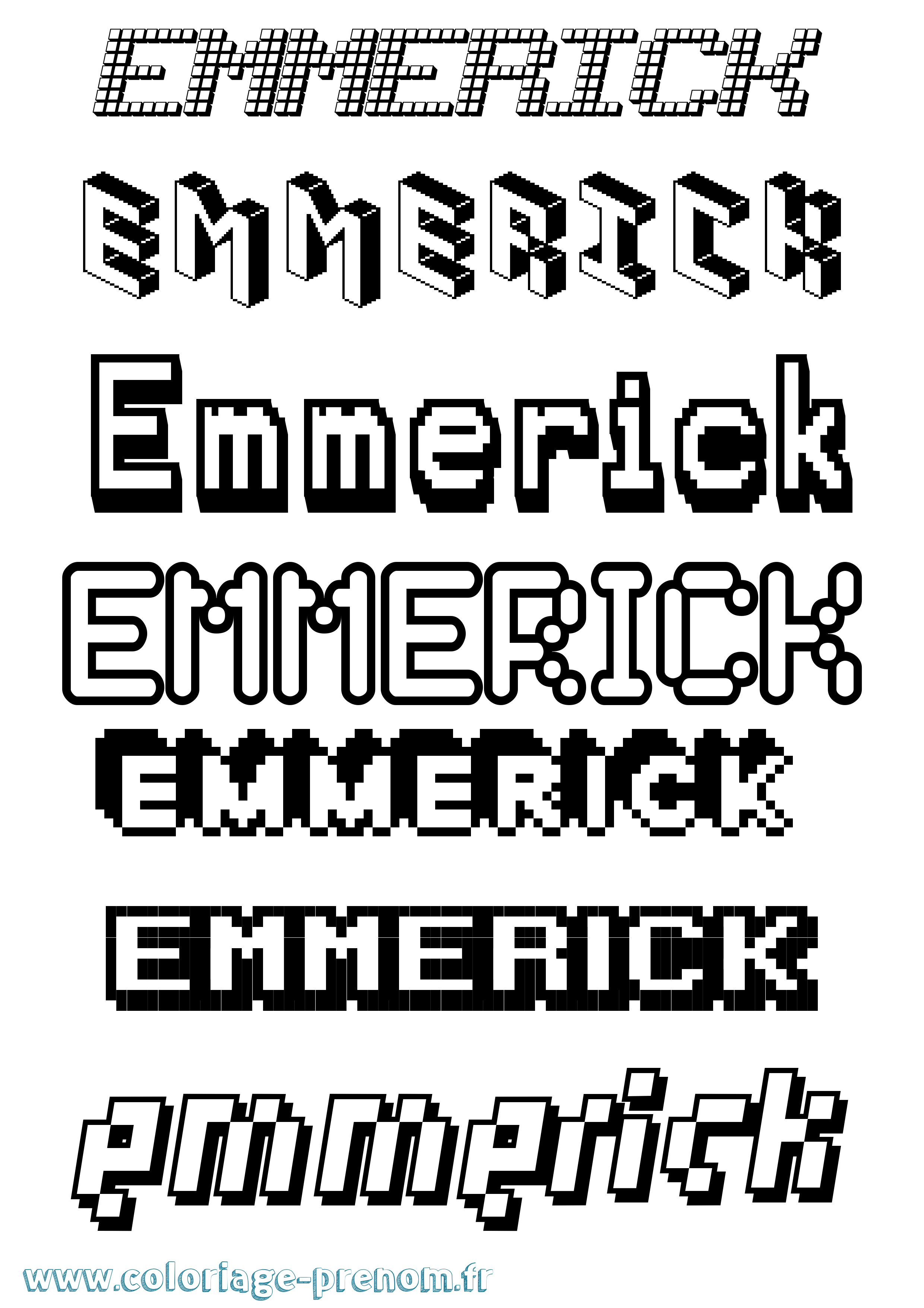 Coloriage Emmerick Pixel Coloriage prénom Emmerick Pixel