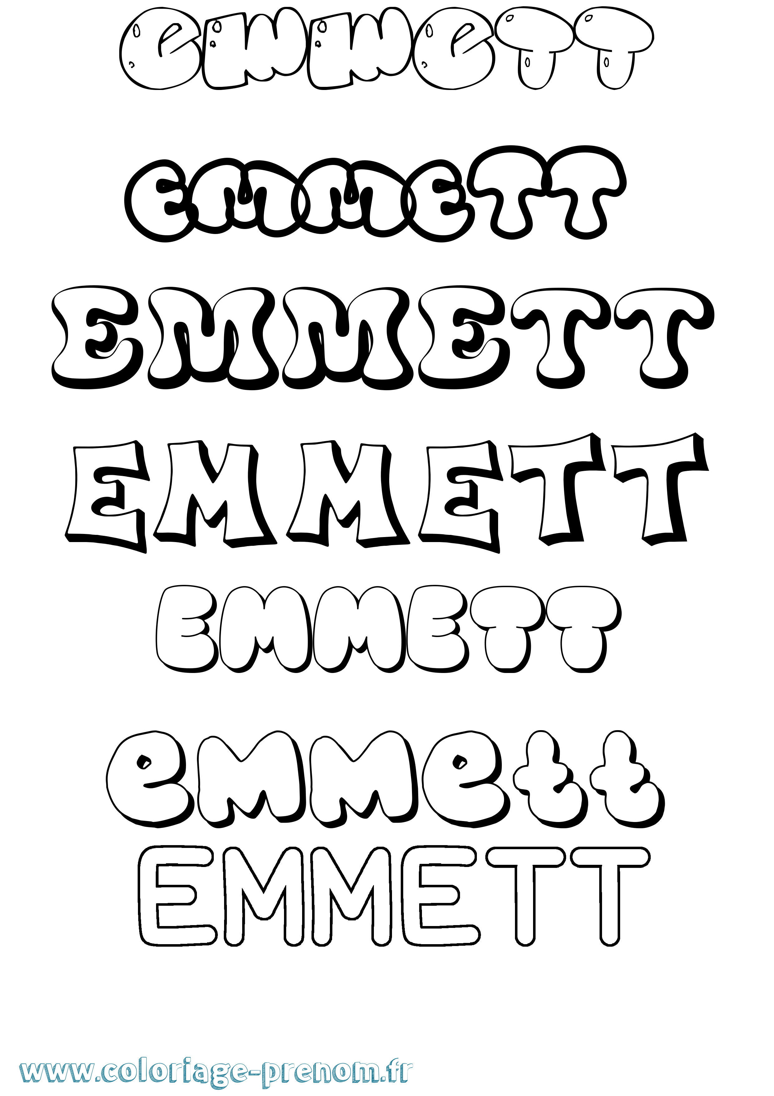 Coloriage Emmett Bubble Coloriage prénom Emmett Bubble