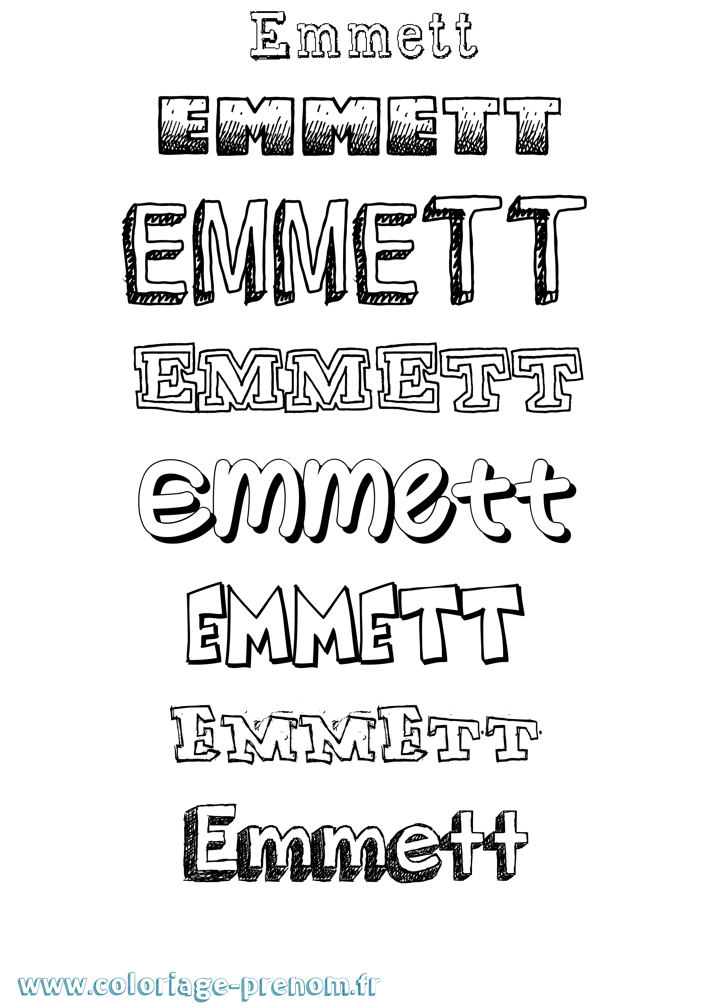 Coloriage Emmett Dessiné Coloriage prénom Emmett Dessiné