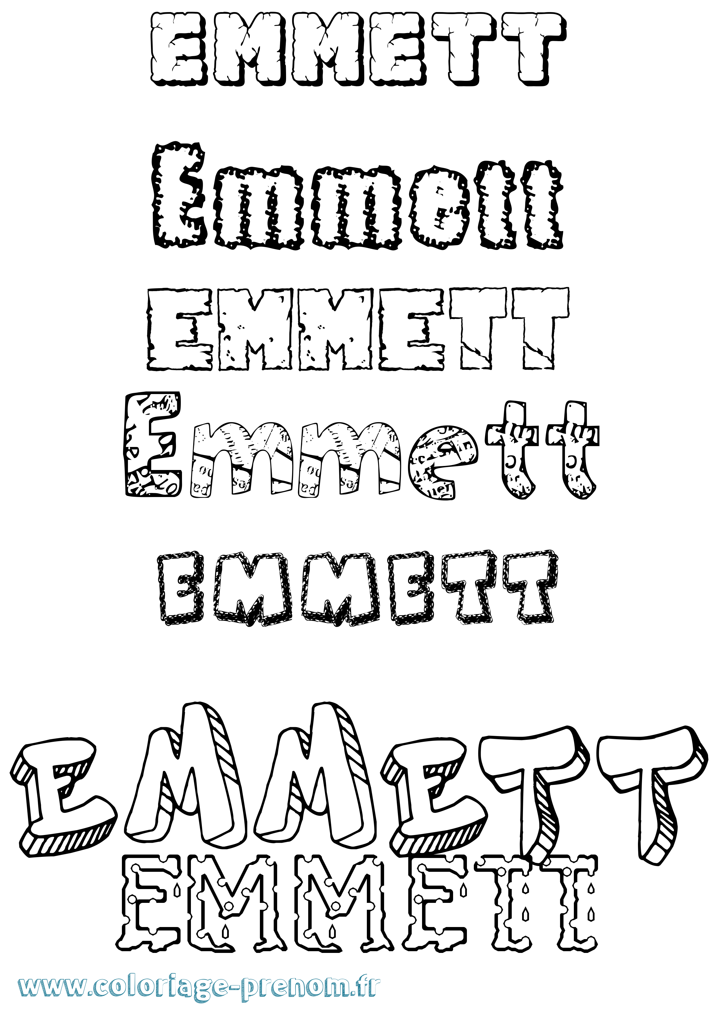 Coloriage Emmett Destructuré Coloriage prénom Emmett Destructuré