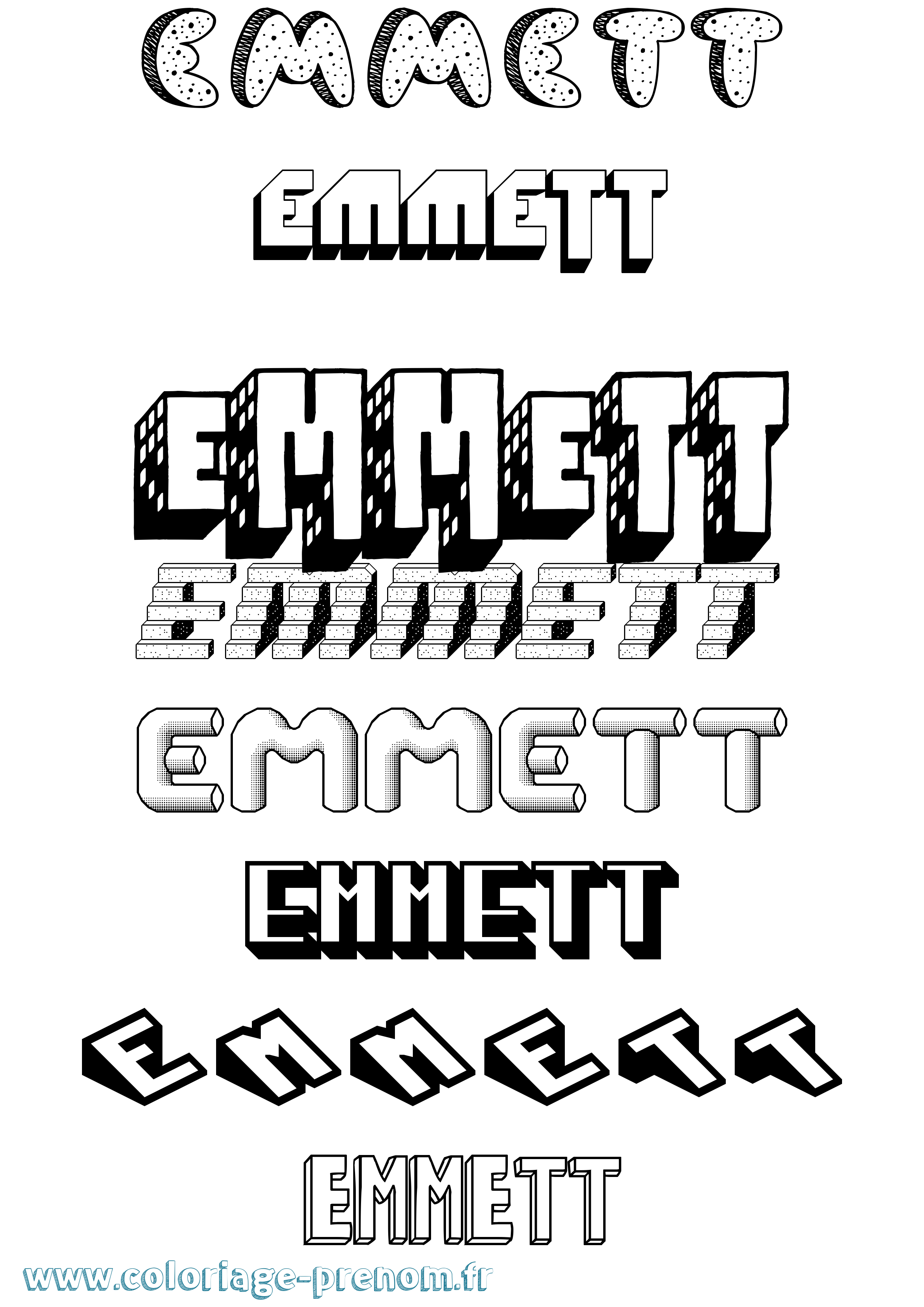 Coloriage Emmett Effet 3D Coloriage prénom Emmett Effet 3D