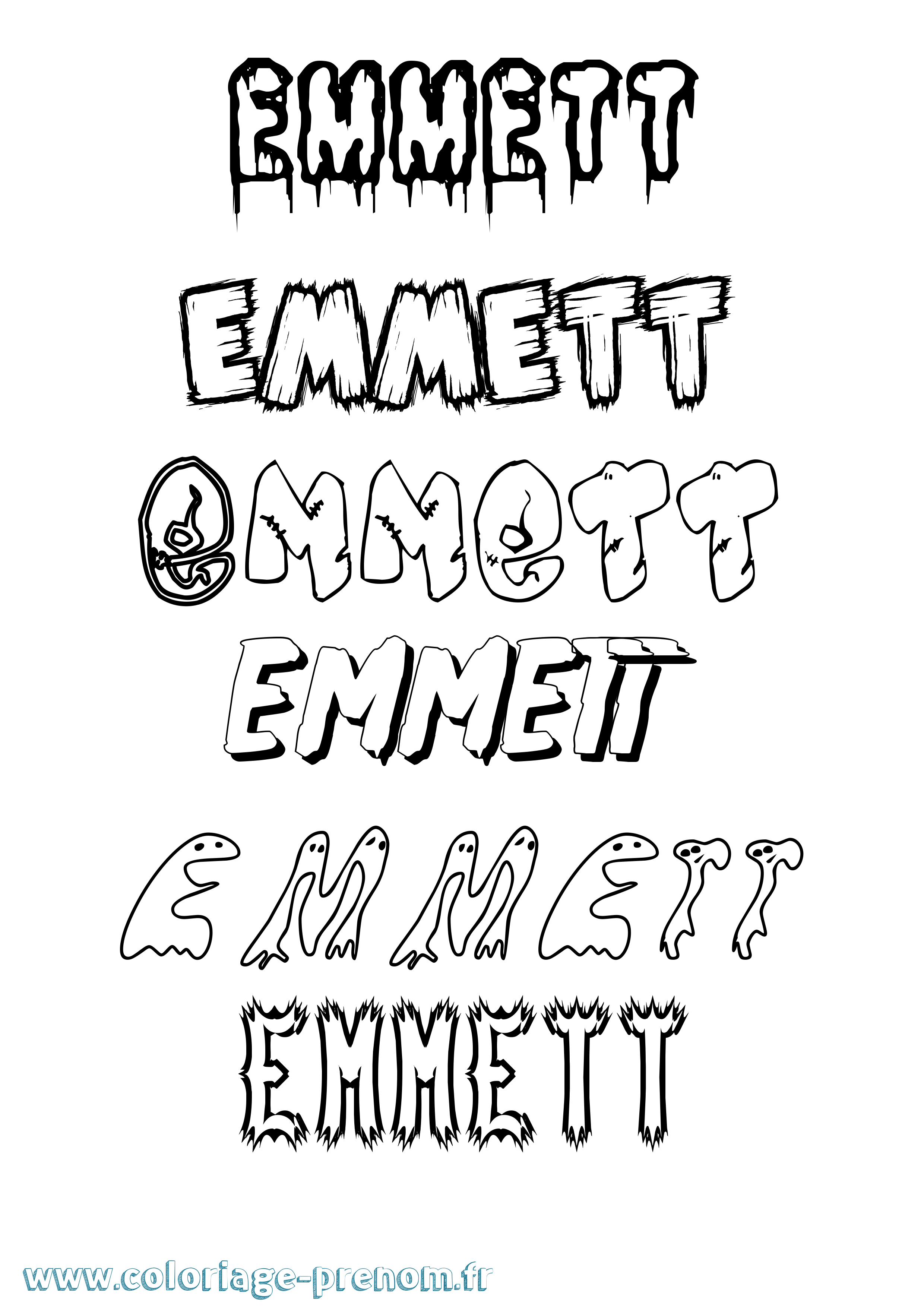 Coloriage Emmett Frisson Coloriage prénom Emmett Frisson