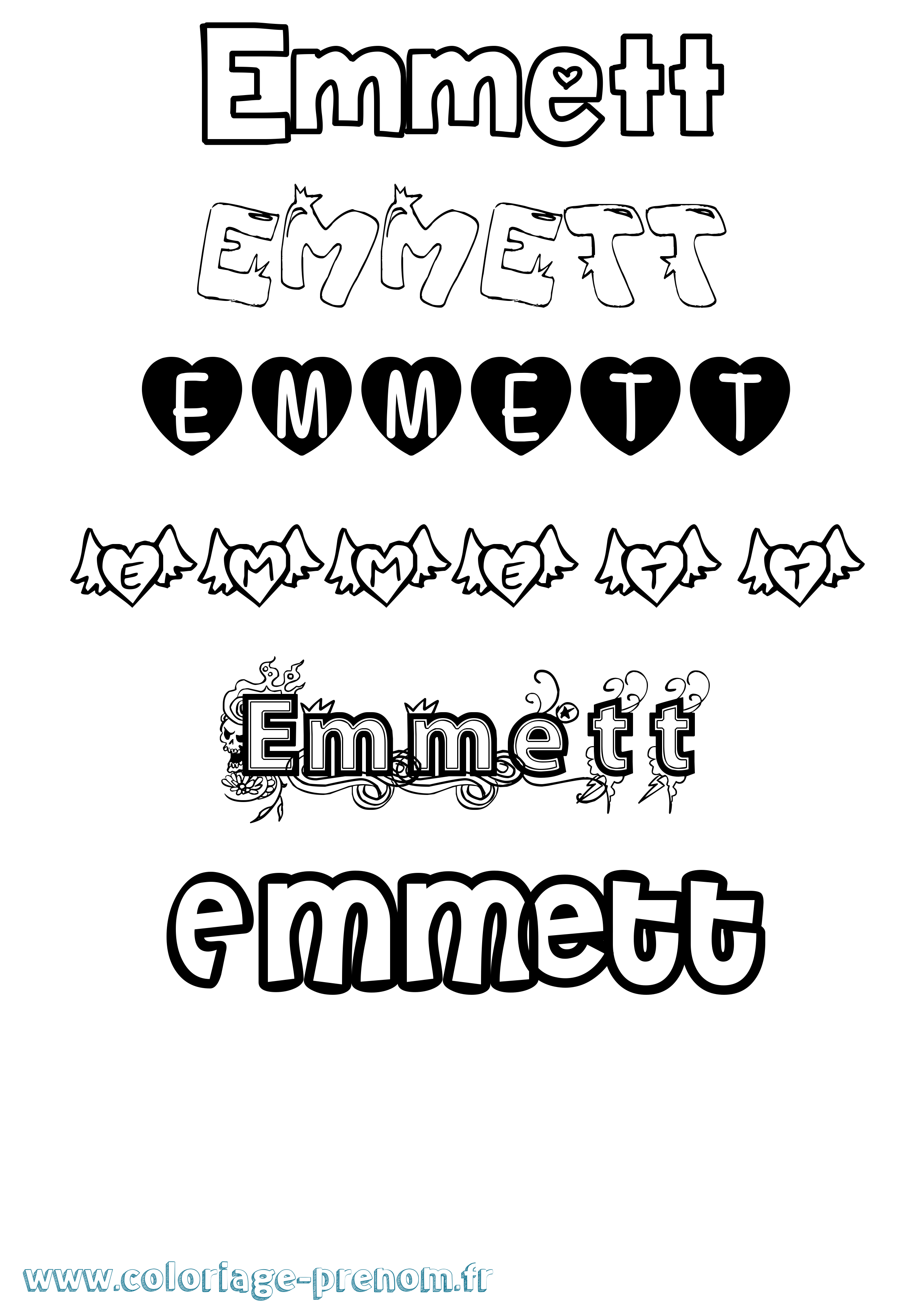 Coloriage Emmett Girly Coloriage prénom Emmett Girly