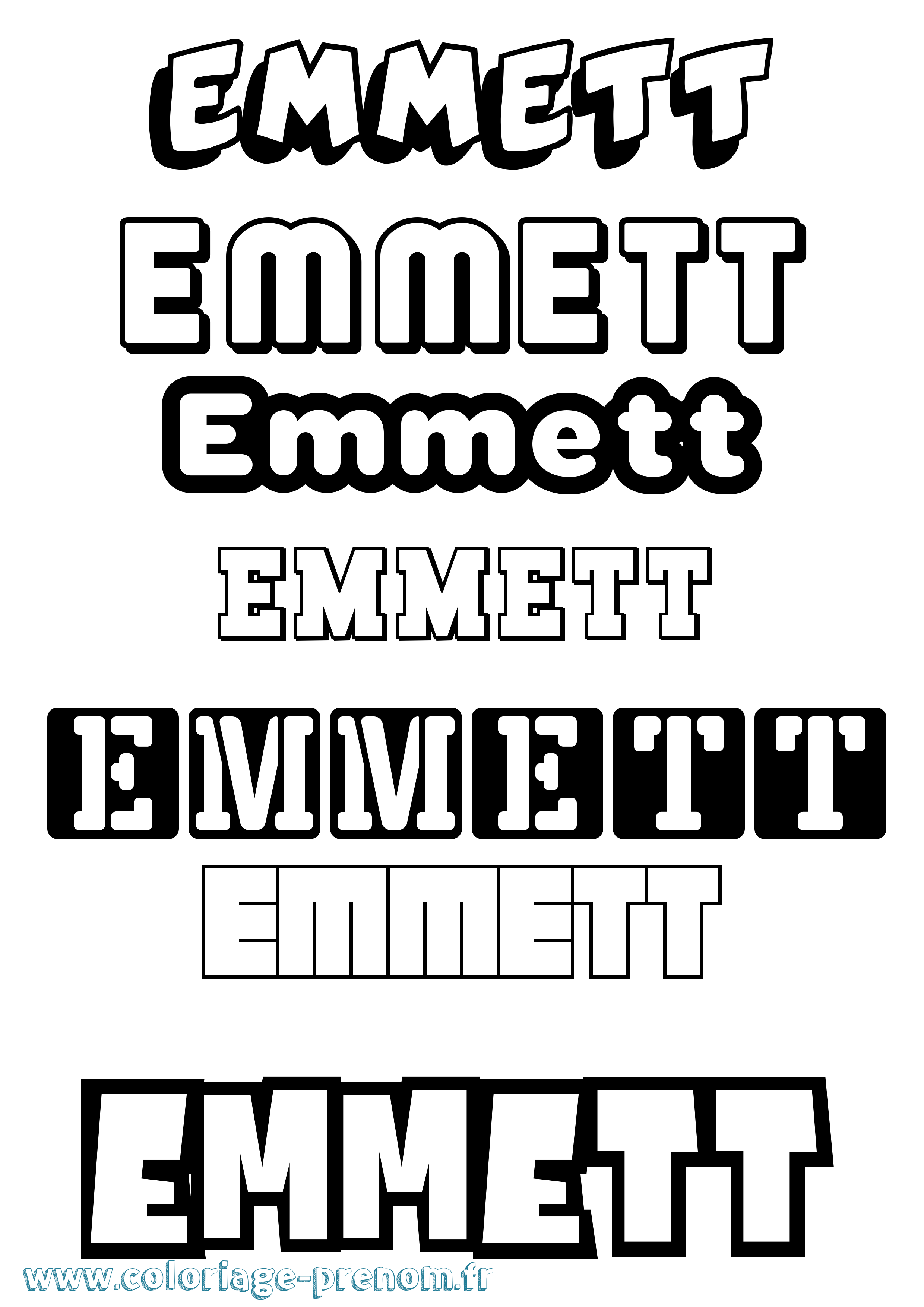 Coloriage Emmett Simple Coloriage prénom Emmett Simple