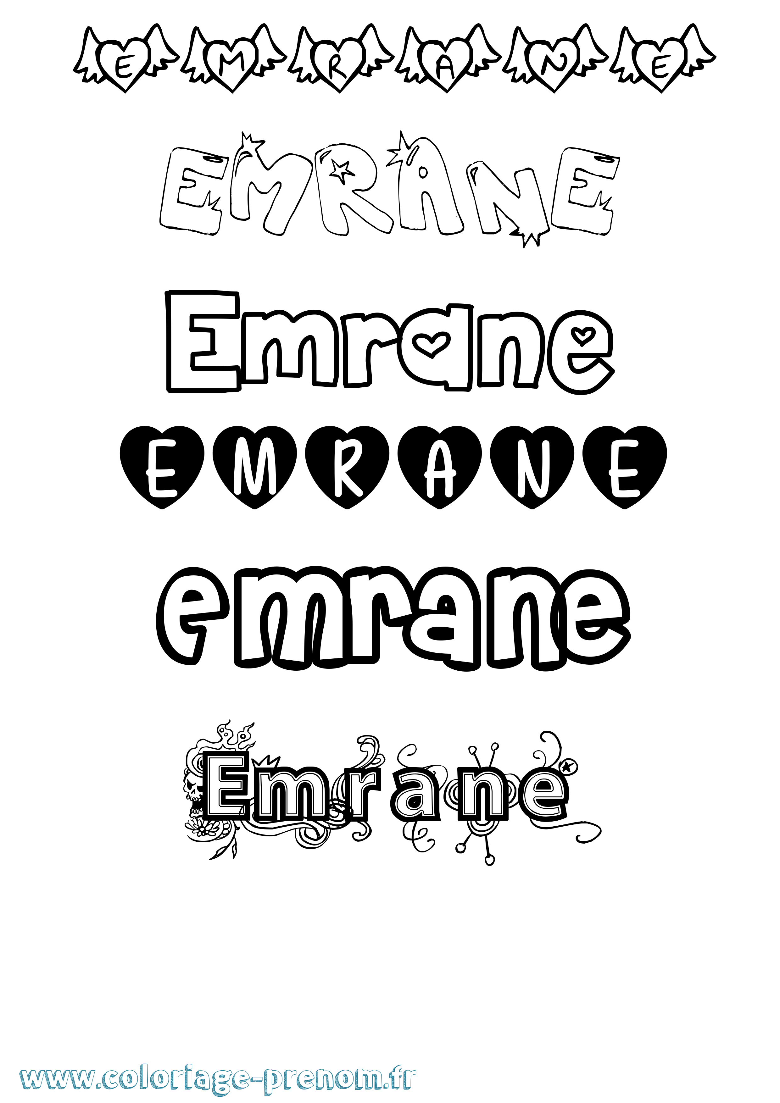 Coloriage Emrane Girly Coloriage prénom Emrane Girly