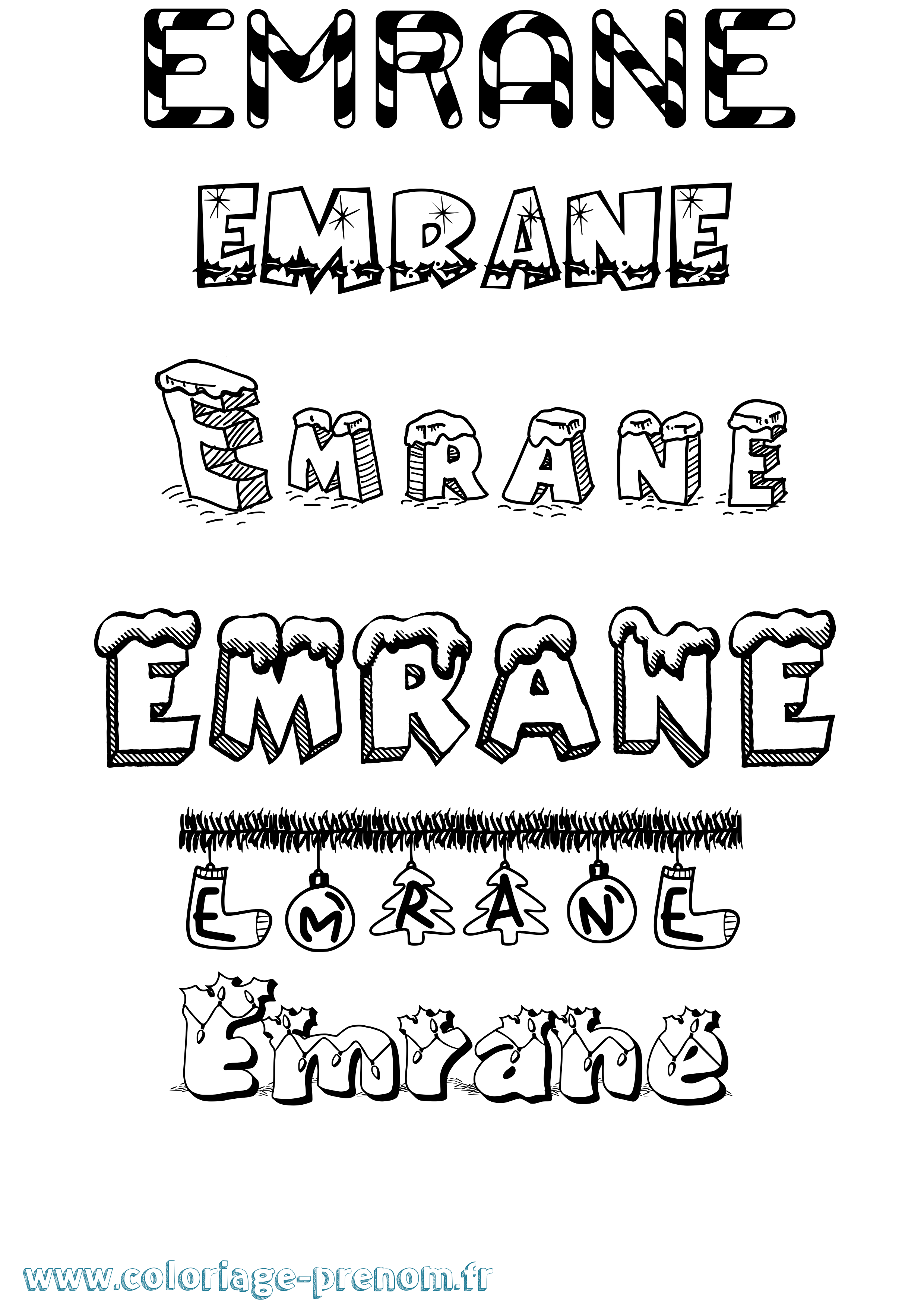 Coloriage Emrane Noël Coloriage prénom Emrane Noël