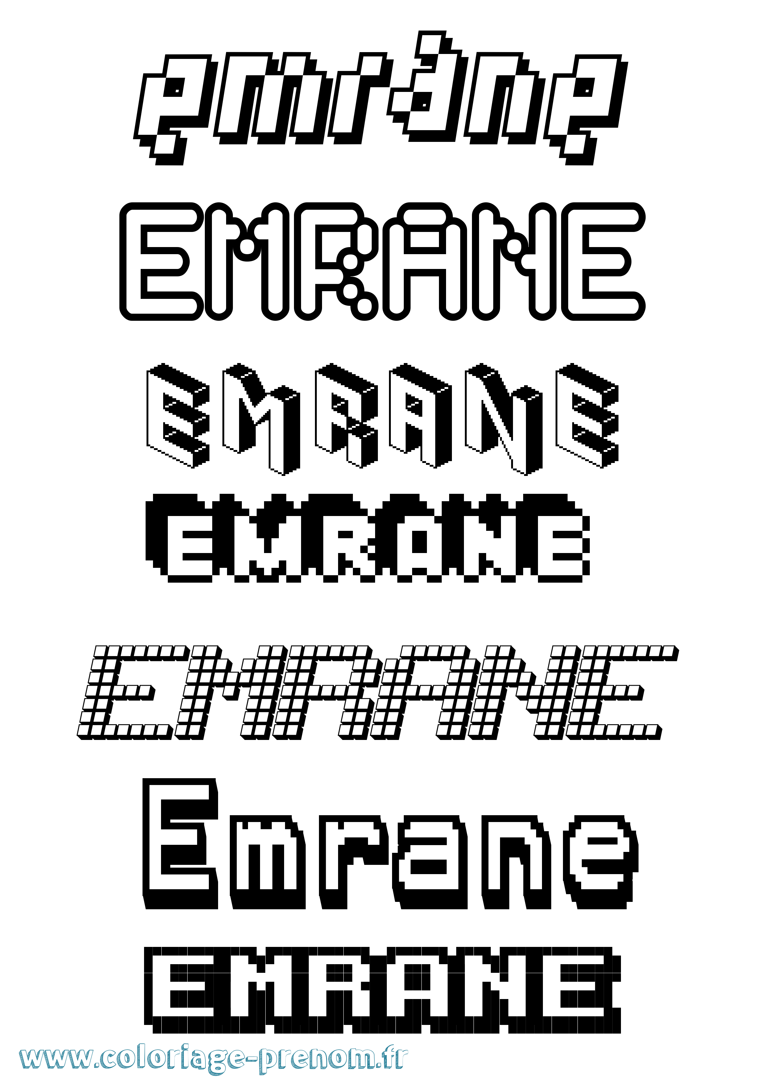 Coloriage Emrane Pixel Coloriage prénom Emrane Pixel