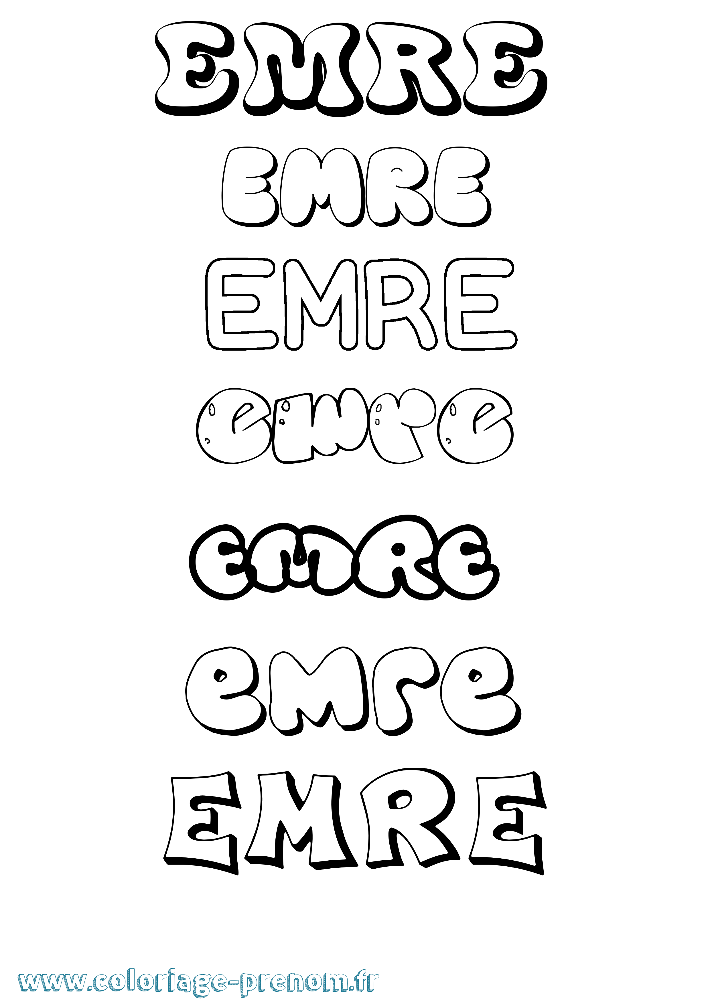 Coloriage Emre Bubble Coloriage prénom Emre Bubble