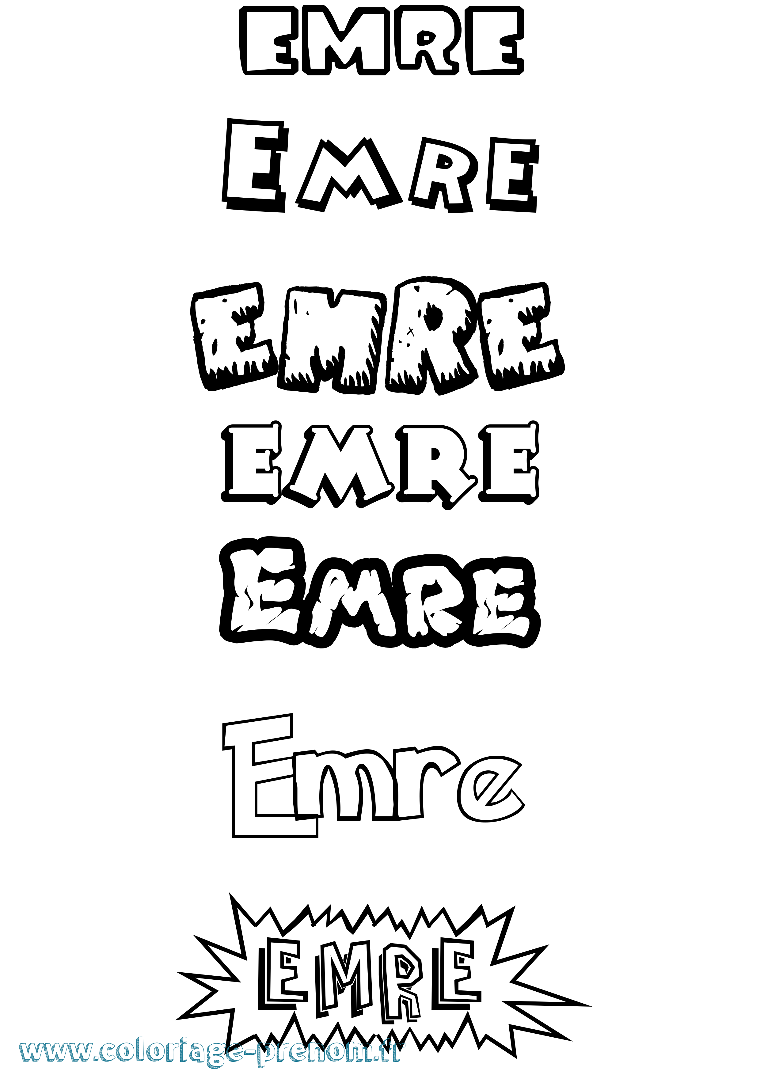 Coloriage Emre Dessin Animé Coloriage prénom Emre Dessin Animé