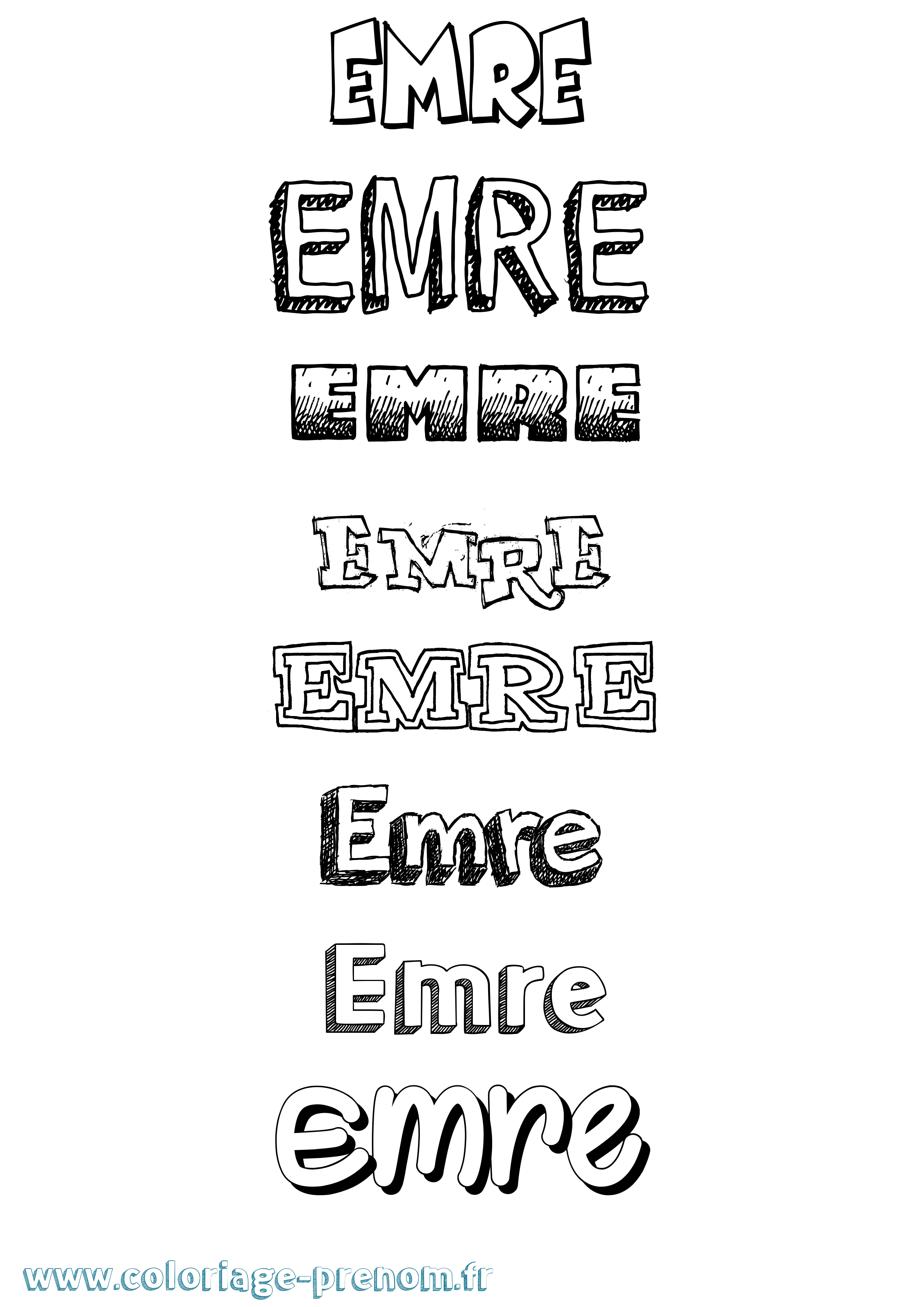 Coloriage Emre Dessiné Coloriage prénom Emre Dessiné