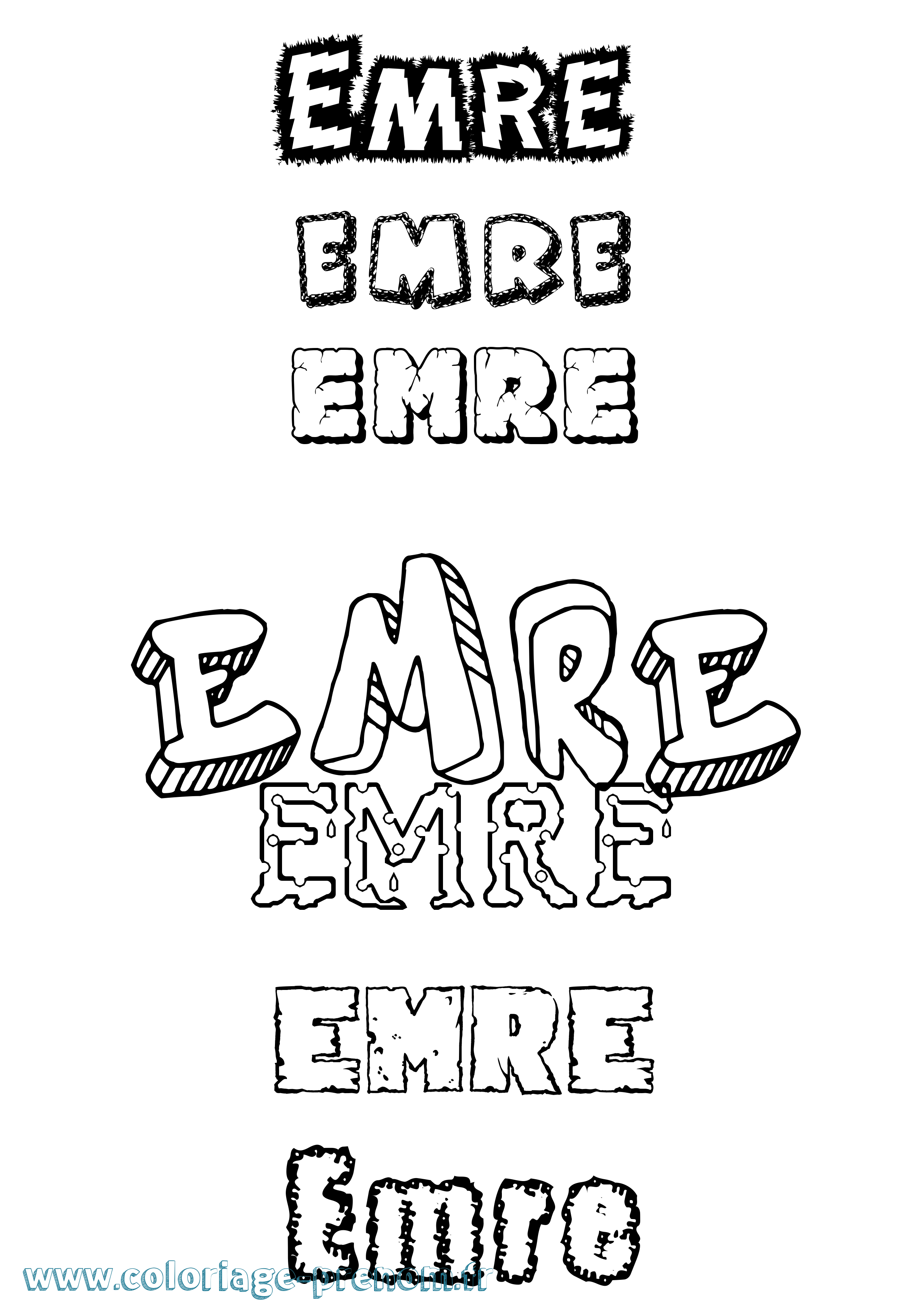 Coloriage Emre Destructuré Coloriage prénom Emre Destructuré