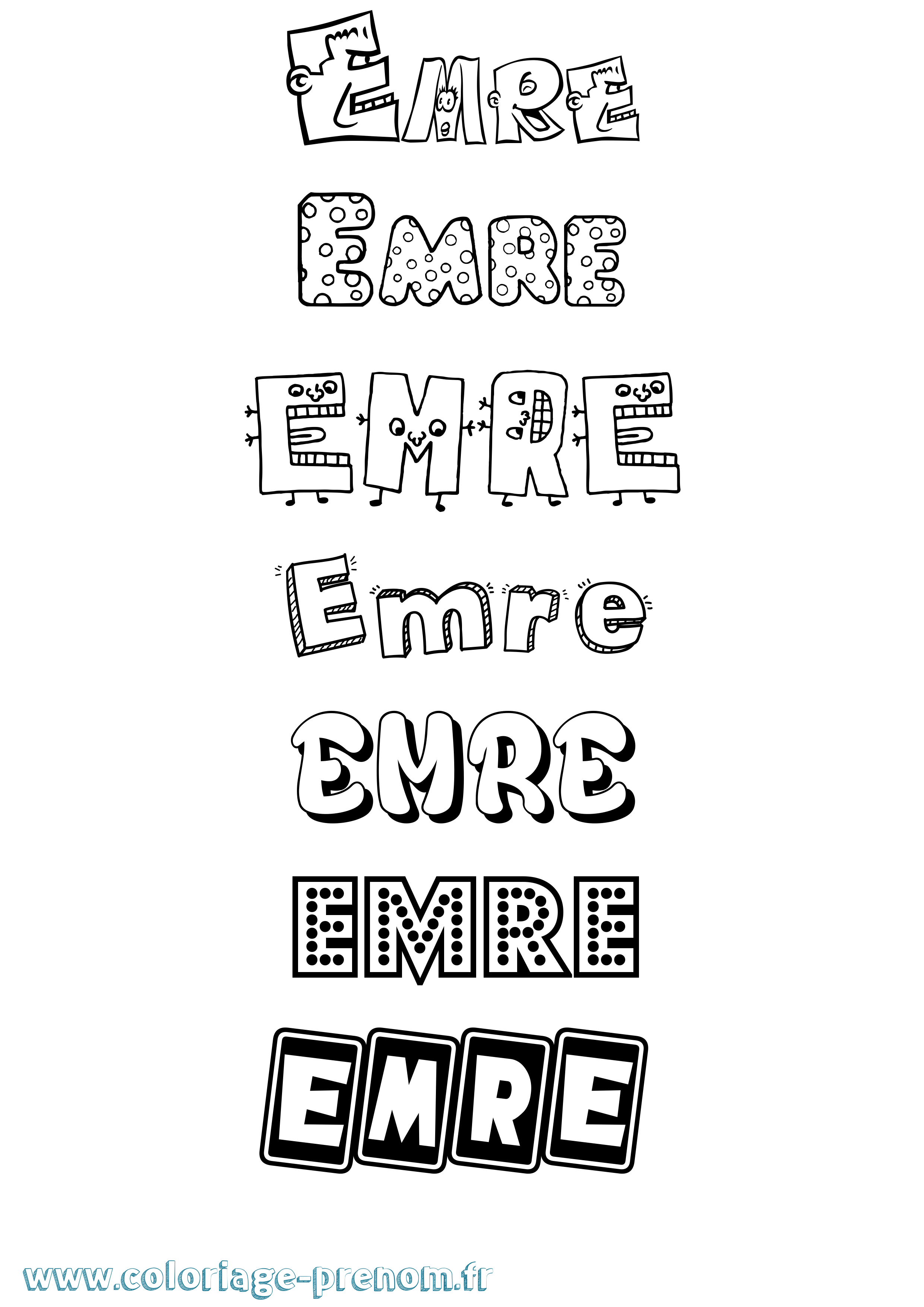 Coloriage Emre Fun Coloriage prénom Emre Fun